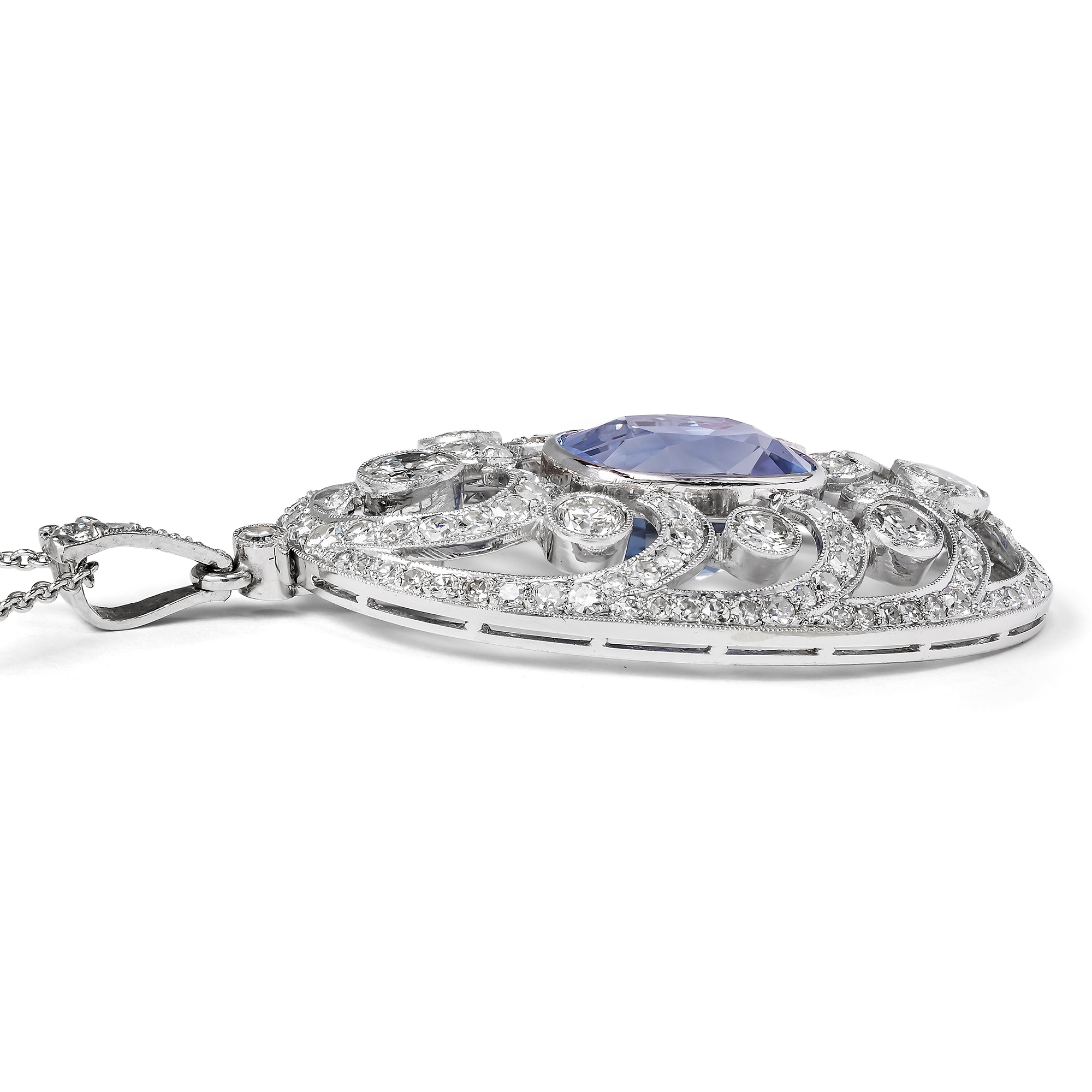 Vintage Anhänger-Brosche mit unbehandeltem Saphir aus Ceylon, um 1950 Vintage Anhänger-Brosche mit unbehandeltem Saphir aus Ceylon, um 1950