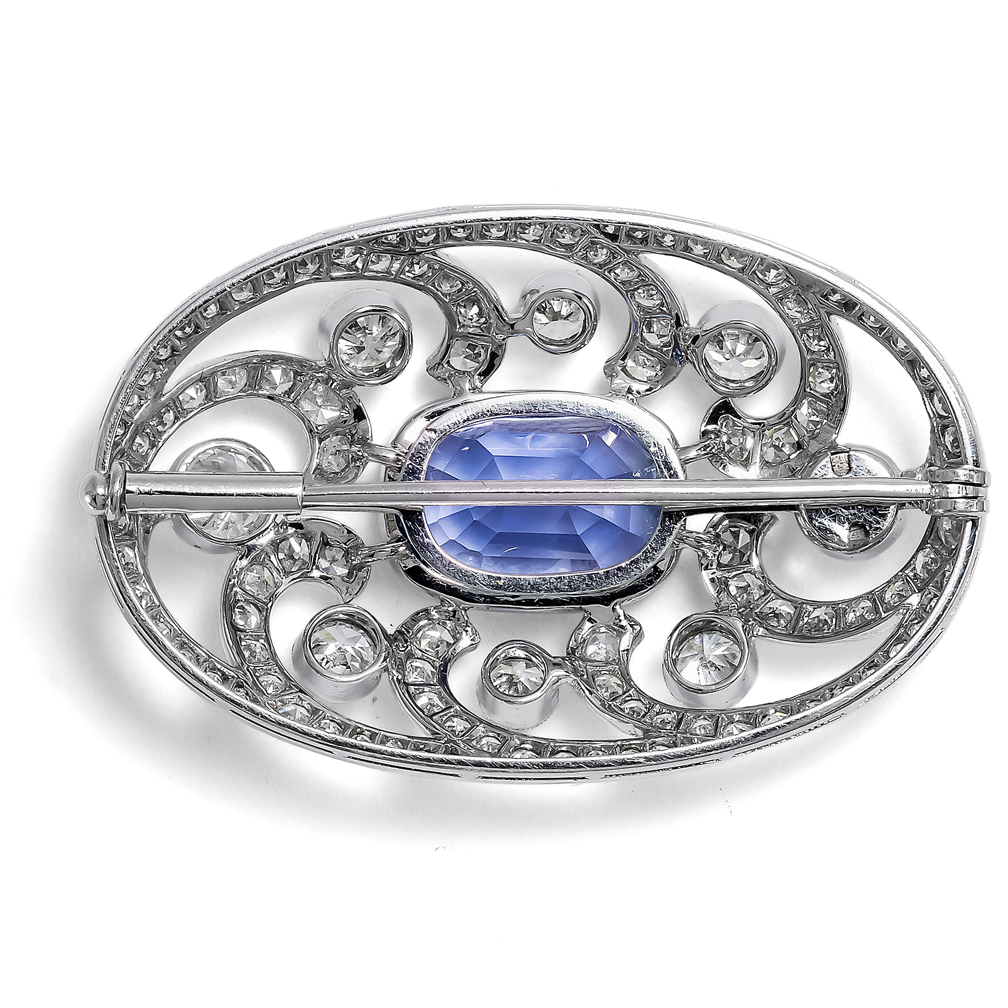 Vintage Anhänger-Brosche mit unbehandeltem Saphir aus Ceylon, um 1950 Vintage Anhänger-Brosche mit unbehandeltem Saphir aus Ceylon, um 1950