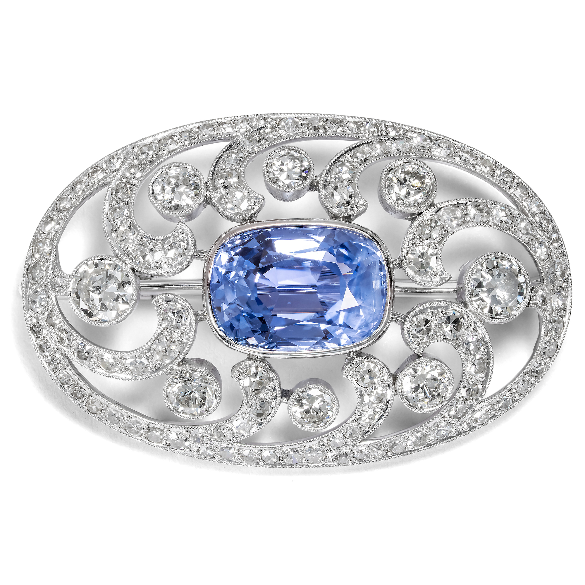 Vintage Anhänger-Brosche mit unbehandeltem Saphir aus Ceylon, um 1950 Vintage Anhänger-Brosche mit unbehandeltem Saphir aus Ceylon, um 1950