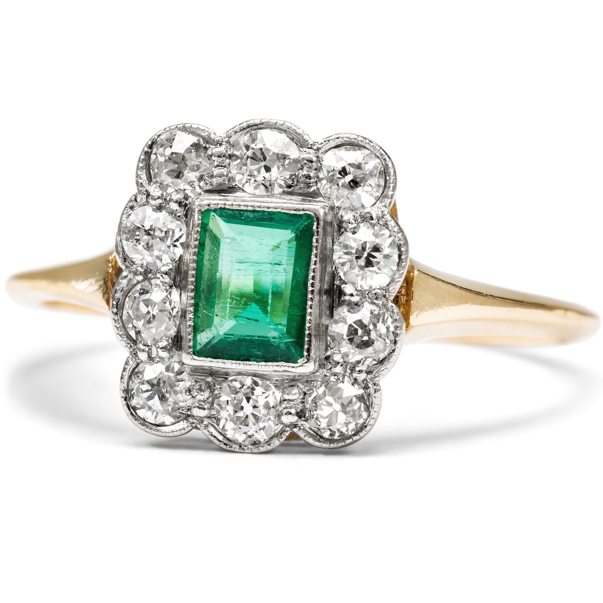 Zauberhafter Ring mit kolumbianischem Smaragd & Diamanten, datiert 1916 Zauberhafter Ring mit kolumbianischem Smaragd & Diamanten, datiert 1916