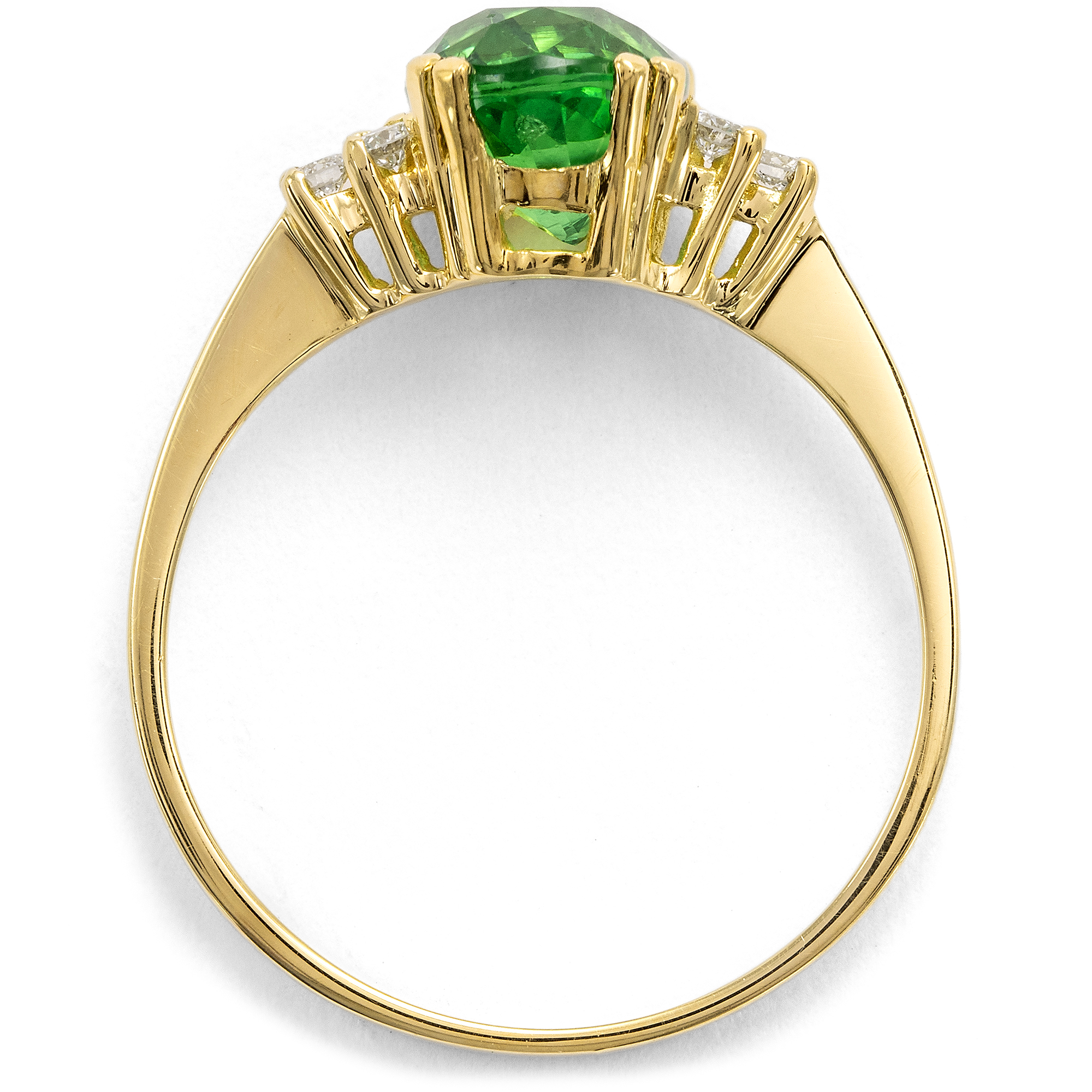 Feiner Ring mit Tsavorit & Diamanten in Gold, aus unserer Werkstatt Feiner Ring mit Tsavorit & Diamanten in Gold, aus unserer Werkstatt