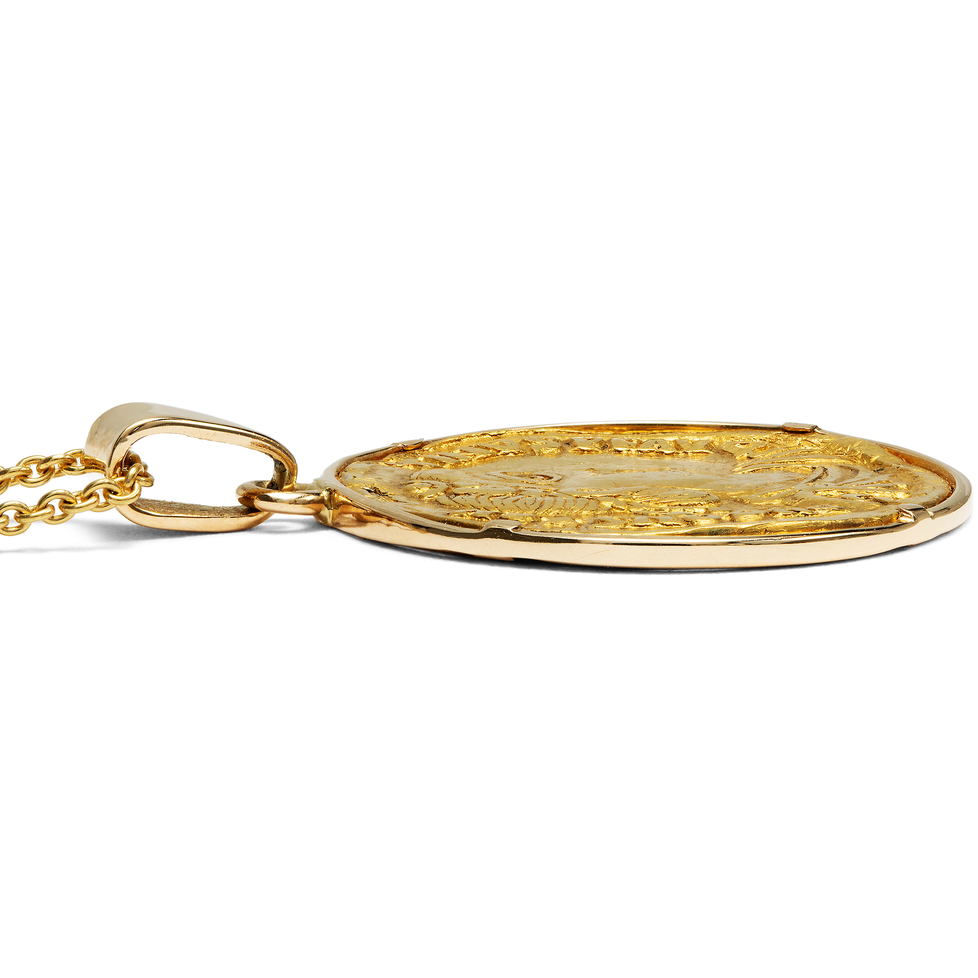 Pendant from Our Workshop Featuring an Antique Solidus of Emperor Constantine III, 407–408 AD Pendant from Our Workshop Featuring an Antique Solidus of Emperor Constantine III, 407–408 AD