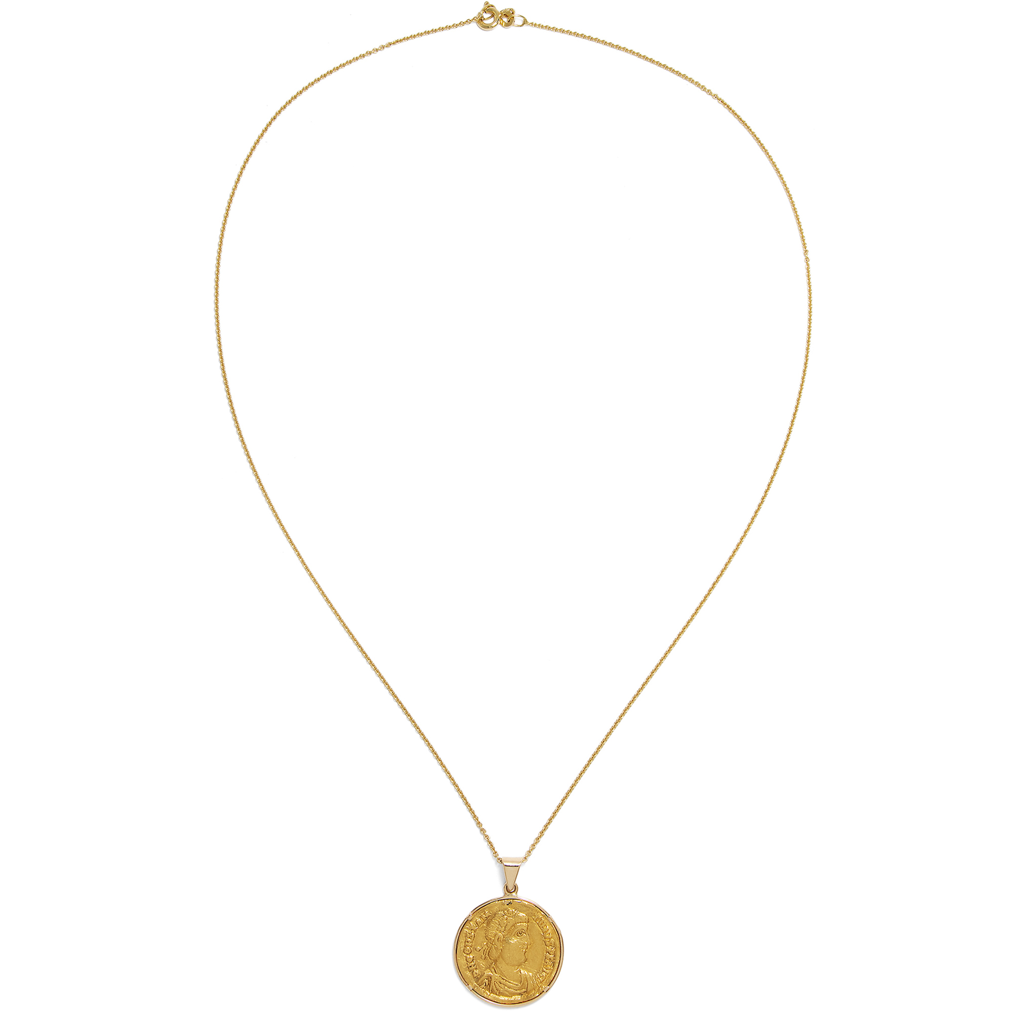 Pendant from Our Workshop Featuring an Antique Solidus of Emperor Constantine III, 407–408 AD Pendant from Our Workshop Featuring an Antique Solidus of Emperor Constantine III, 407–408 AD