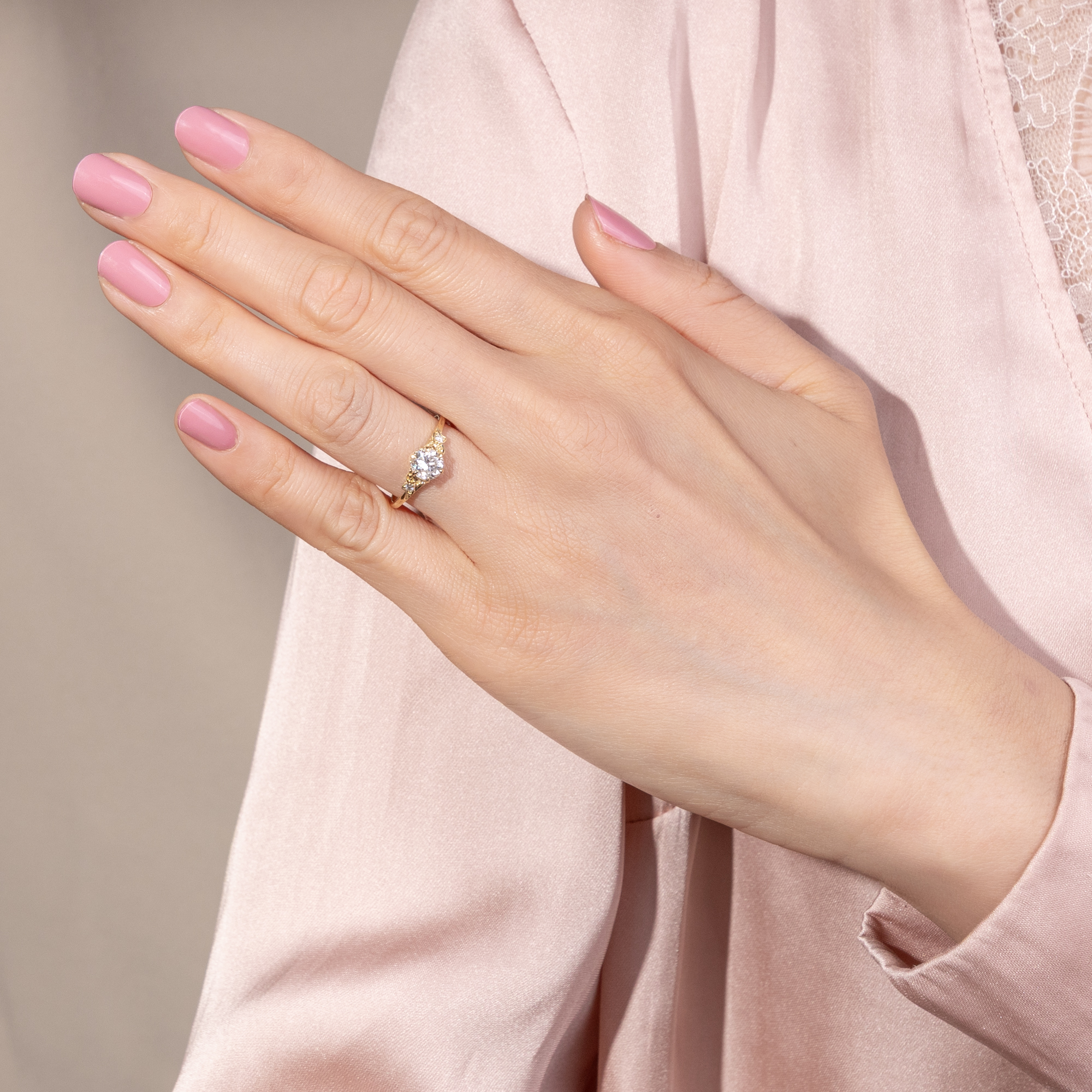 Delicate Ring with a 0.79 Ct Vintage Diamond in Yellow Gold, From Our Workshop Delicate Ring with a 0.79 Ct Vintage Diamond in Yellow Gold, From Our Workshop