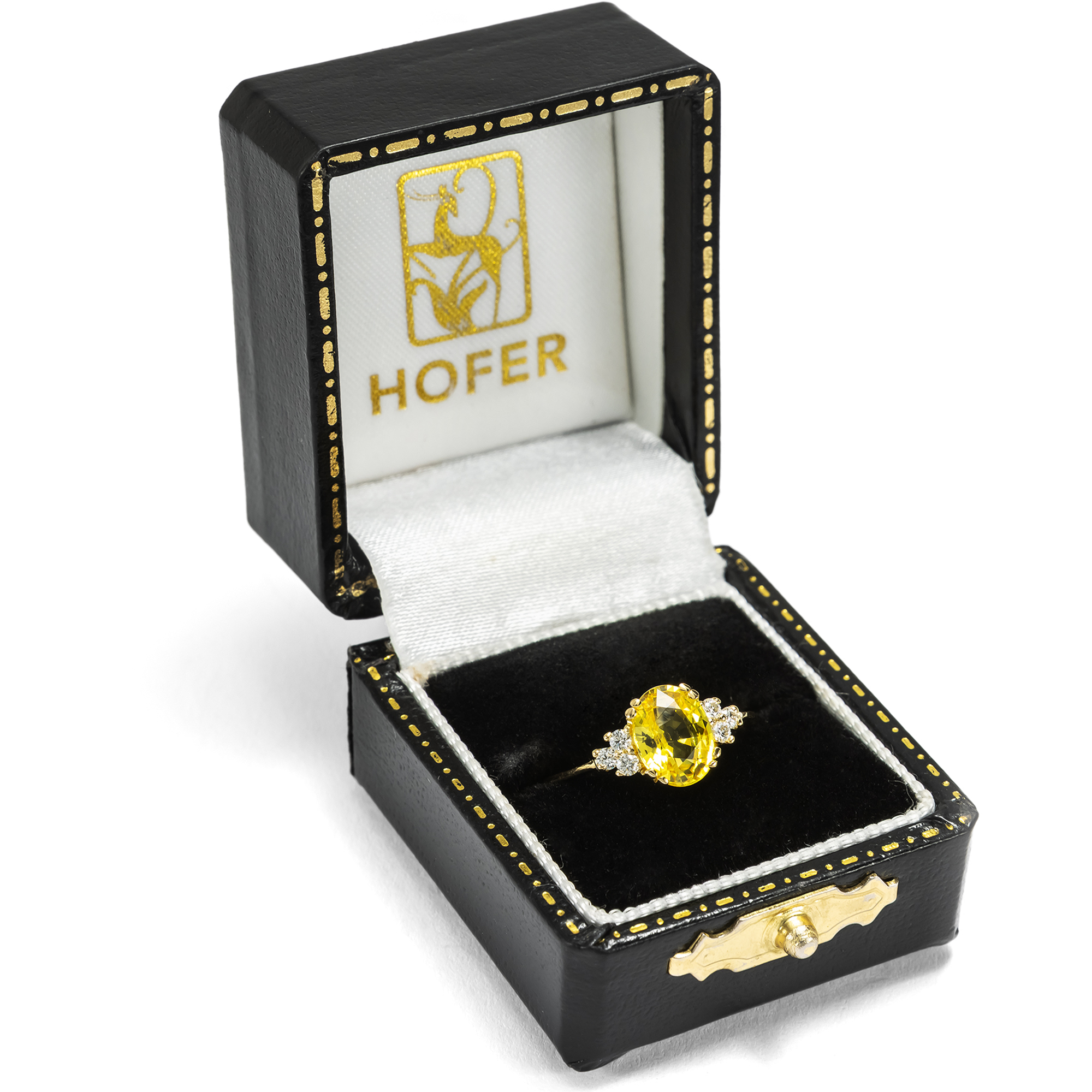 Zarter Ring mit gelbem Ceylon-Saphir & Diamanten in Gold, aus unserer Werkstatt Zarter Ring mit gelbem Ceylon-Saphir & Diamanten in Gold, aus unserer Werkstatt