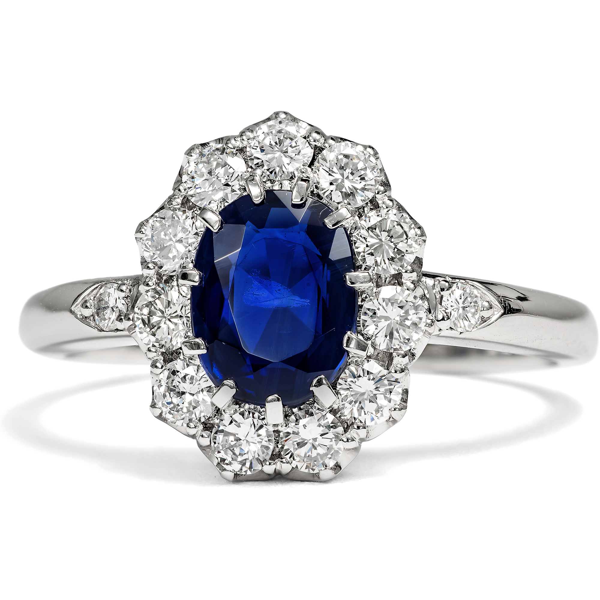 Eleganter Ring mit unbehandeltem Saphir & Brillanten in Platin, aus unserer Werkstatt Eleganter Ring mit unbehandeltem Saphir & Brillanten in Platin, aus unserer Werkstatt