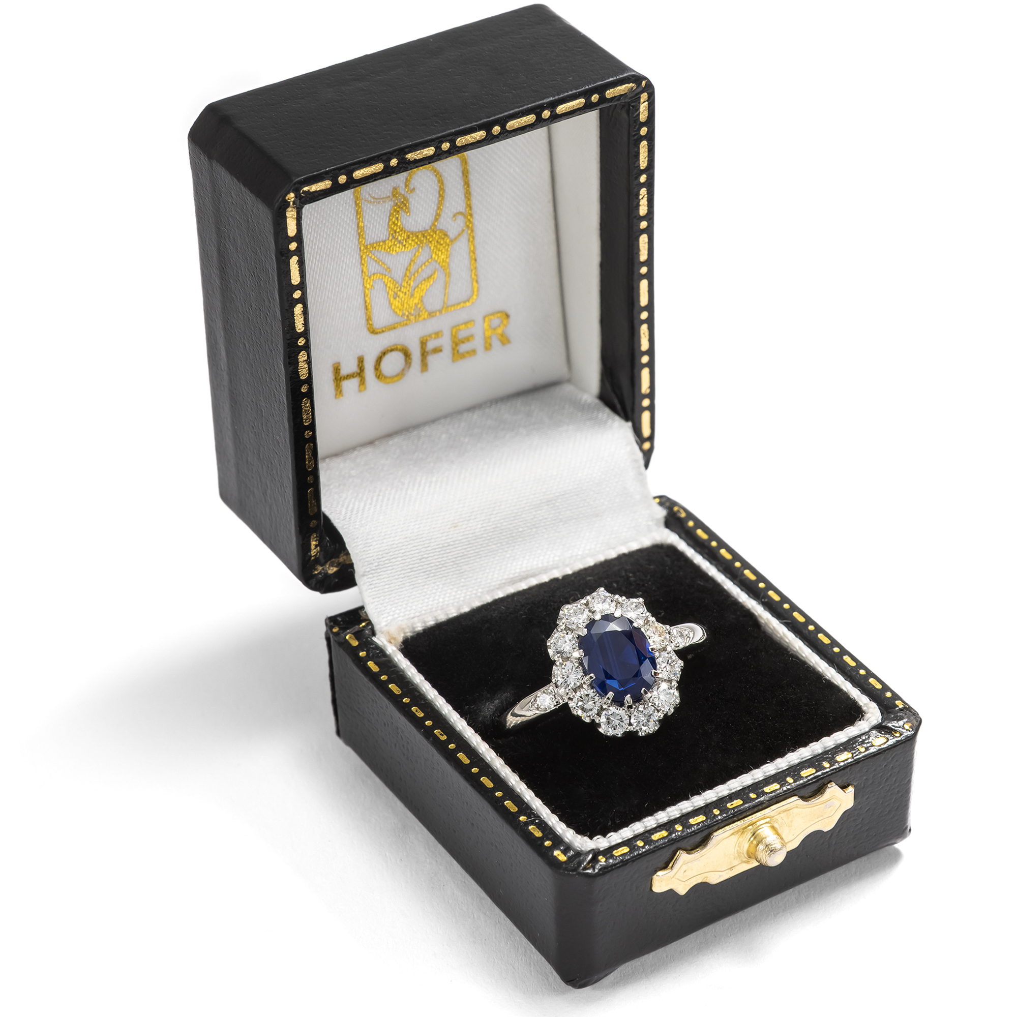 Eleganter Ring mit unbehandeltem Saphir & Brillanten in Platin, aus unserer Werkstatt Eleganter Ring mit unbehandeltem Saphir & Brillanten in Platin, aus unserer Werkstatt