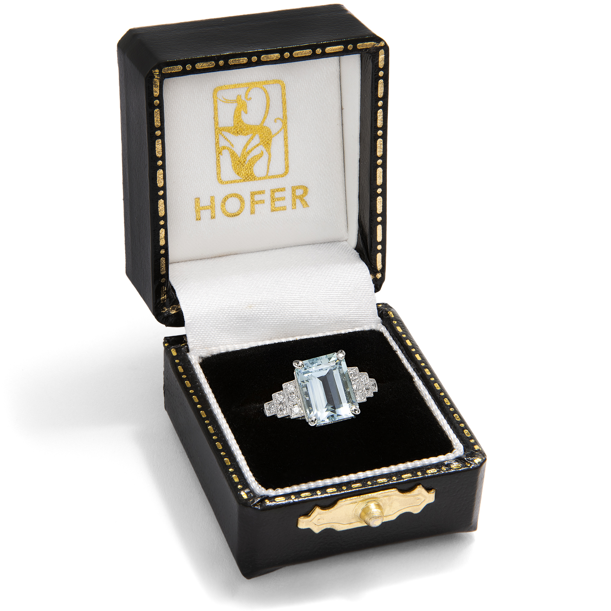 Eleganter Ring mit Aquamarin & Diamanten in Platin, aus unserer Werkstatt Eleganter Ring mit Aquamarin & Diamanten in Platin, aus unserer Werkstatt
