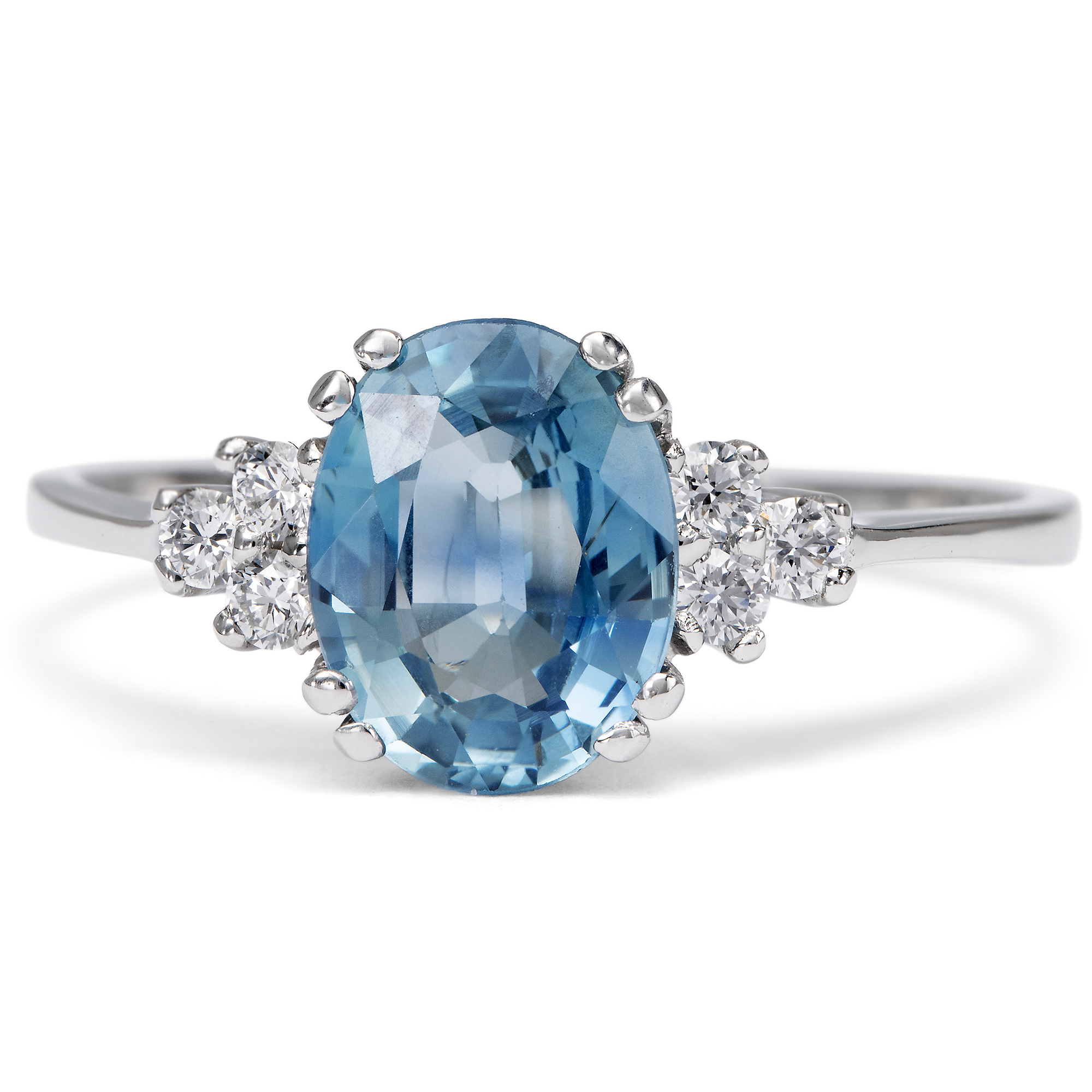 Zarter Ring mit Teal Saphir & Diamanten in Platin, aus unserer Werkstatt Zarter Ring mit Teal Saphir & Diamanten in Platin, aus unserer Werkstatt