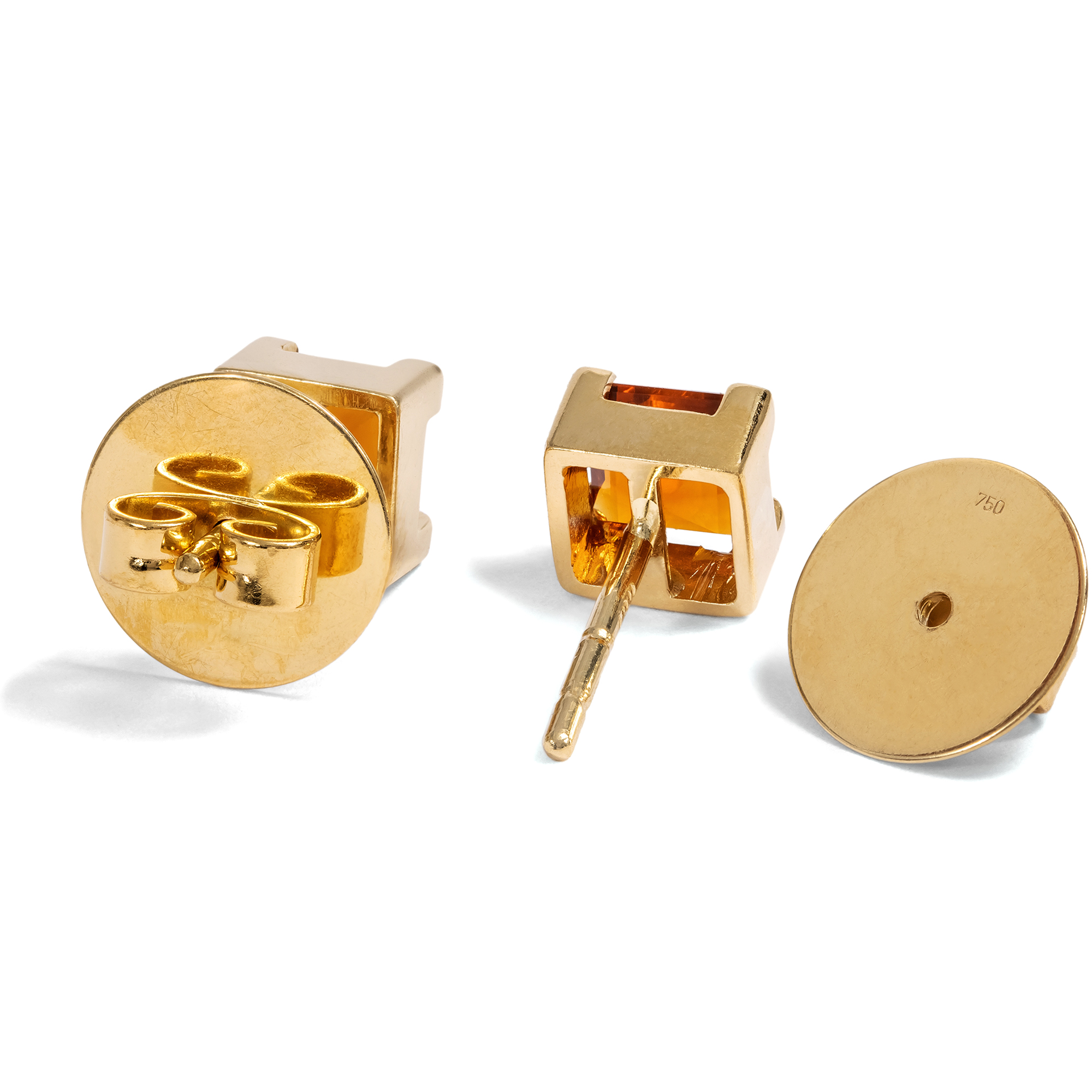 Vintage Ohrstecker mit Madeira-Citrinen in Gold, um 1975 Vintage Ohrstecker mit Madeira-Citrinen in Gold, um 1975