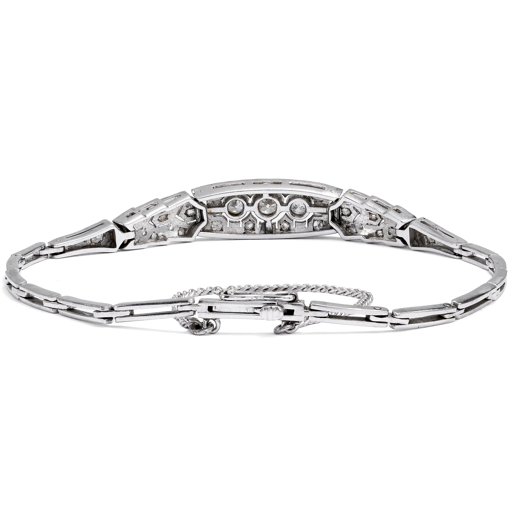 Elegant Bracelet with Diamonds in White Gold and Platinum, circa 1930 Elegant Bracelet with Diamonds in White Gold and Platinum, circa 1930
