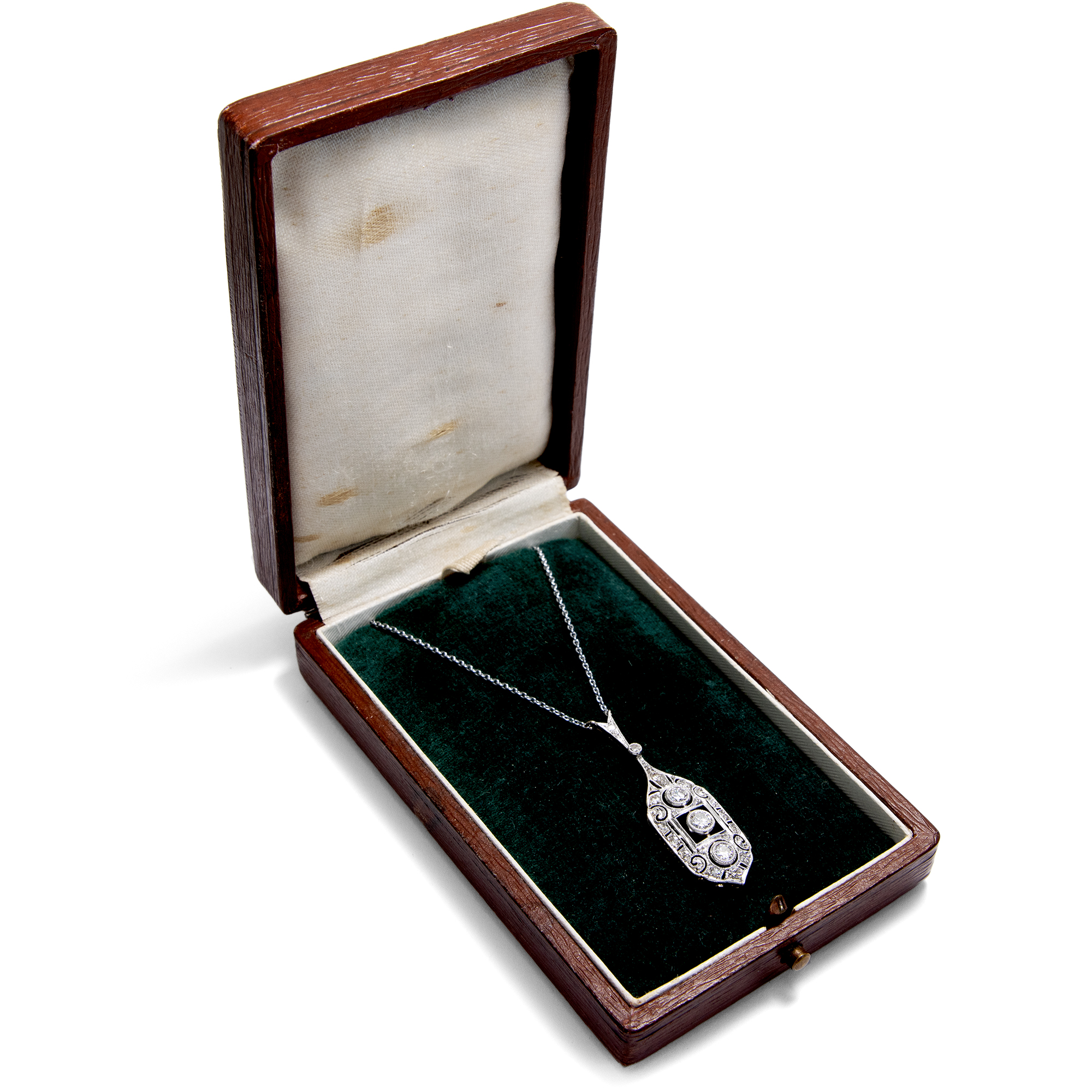 Zartes Collier des Art Déco mit Diamanten in Platin & Weißgold, um 1925 Zartes Collier des Art Déco mit Diamanten in Platin & Weißgold, um 1925