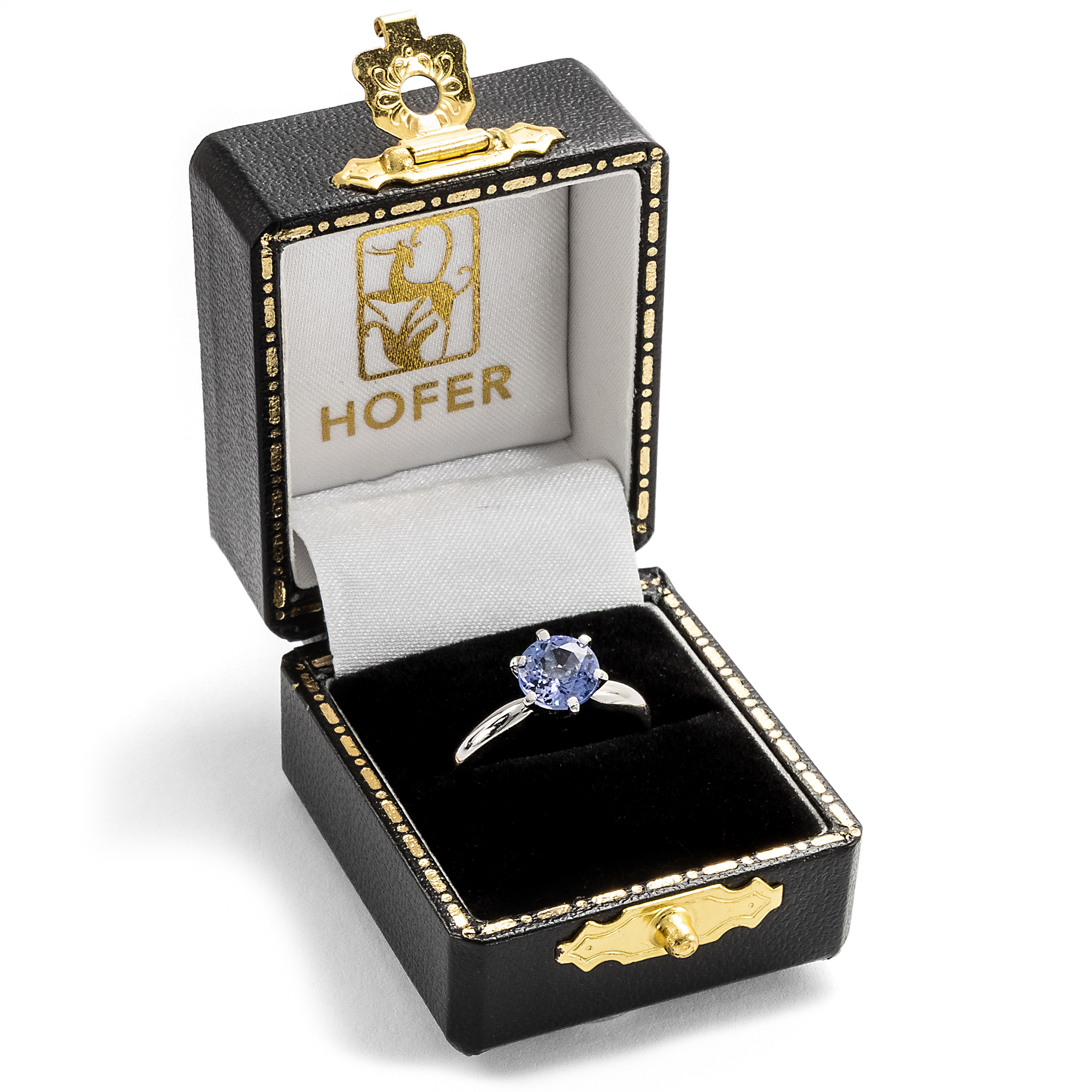 Zeitloser Ring aus Platin mit Tansanit-Solitär, um 1975 Zeitloser Ring aus Platin mit Tansanit-Solitär, um 1975