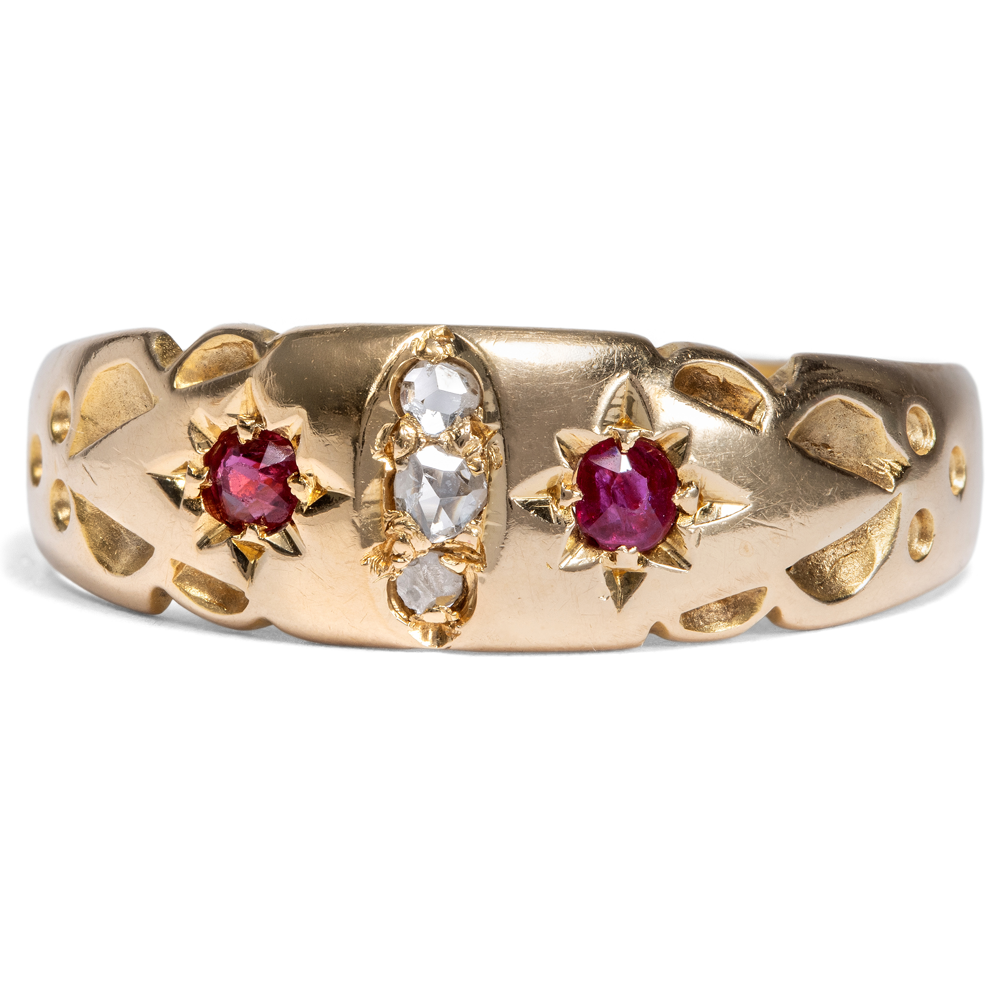 Stilvoller Bandring mit Rubinen & Diamanten in Gold, Birmingham 1901 Stilvoller Bandring mit Rubinen & Diamanten in Gold, Birmingham 1901