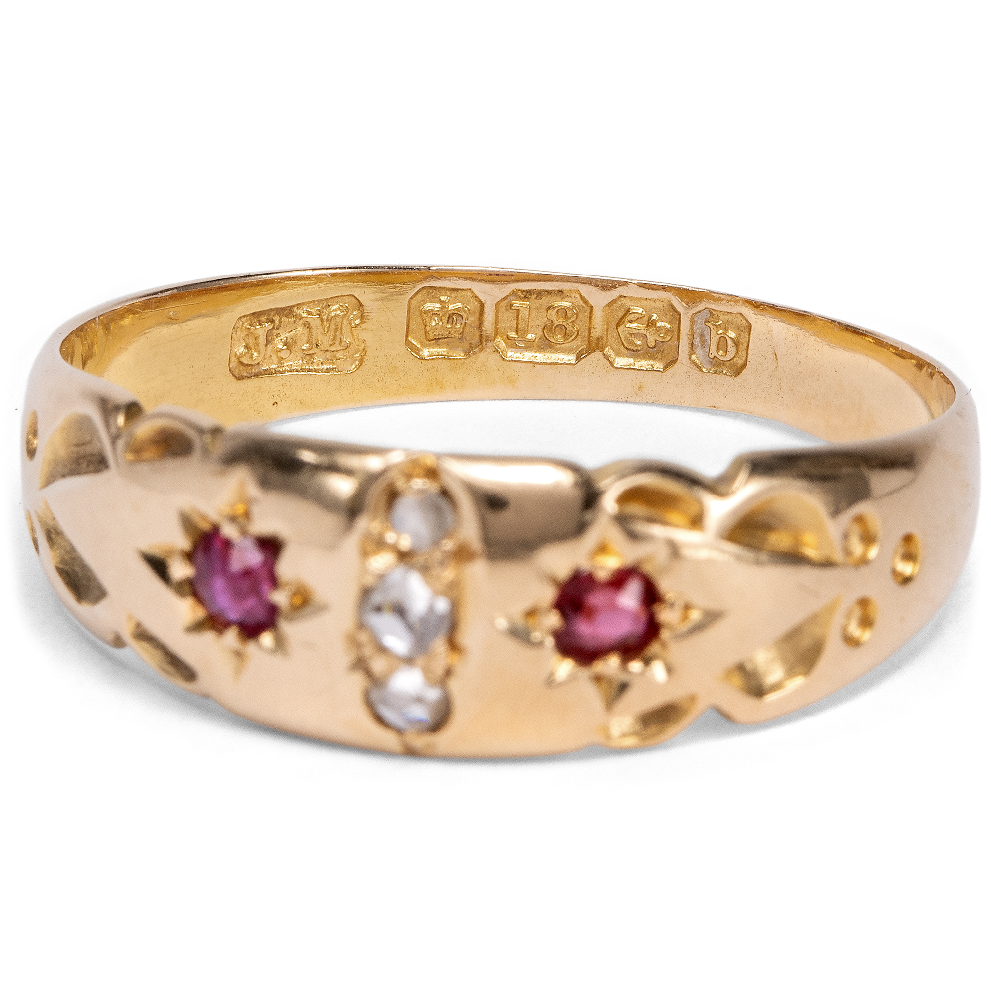 Stilvoller Bandring mit Rubinen & Diamanten in Gold, Birmingham 1901 Stilvoller Bandring mit Rubinen & Diamanten in Gold, Birmingham 1901