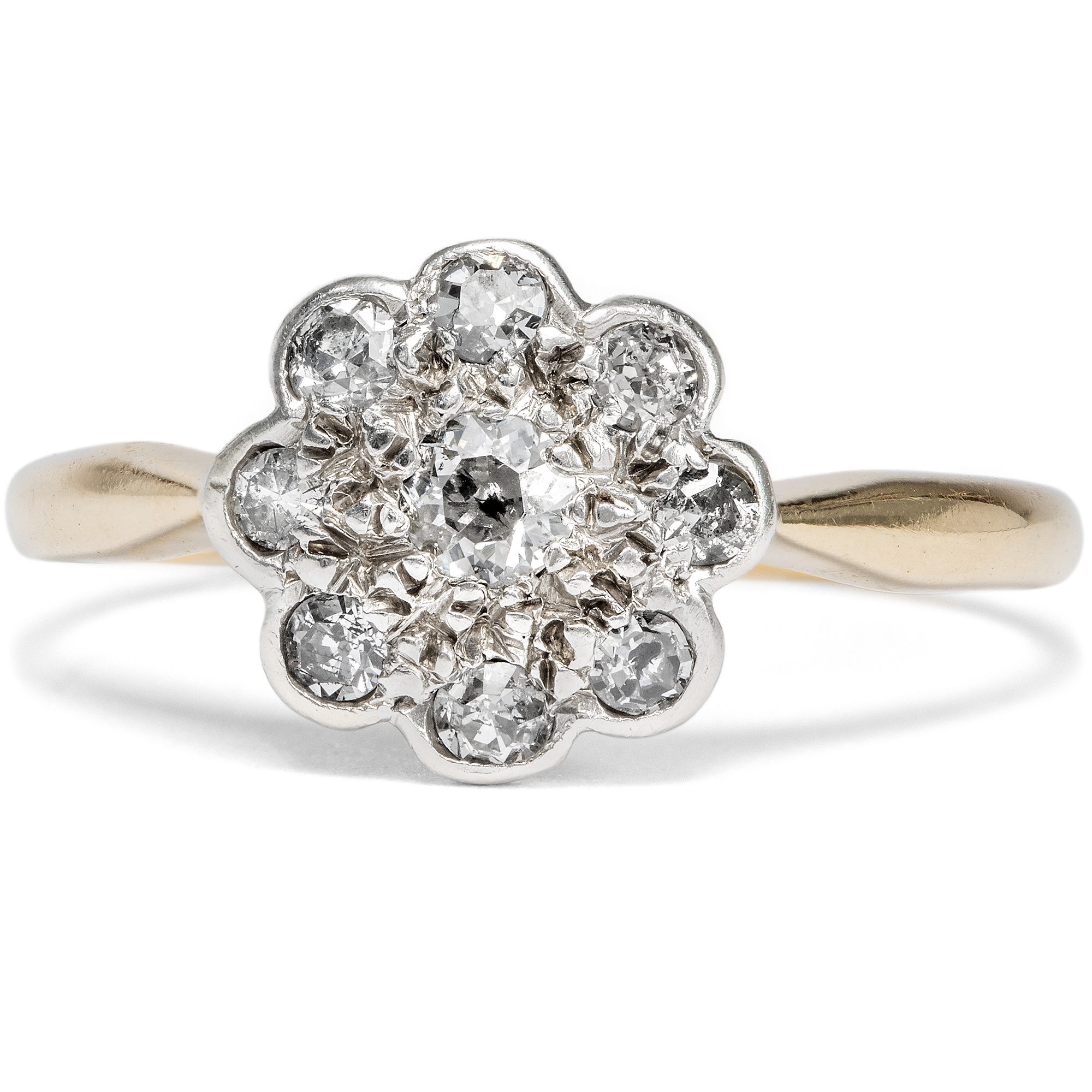 Antiker Ring mit Diamanten in Gold & Silber, Großbritannien um 1900 Antiker Ring mit Diamanten in Gold & Silber, Großbritannien um 1900