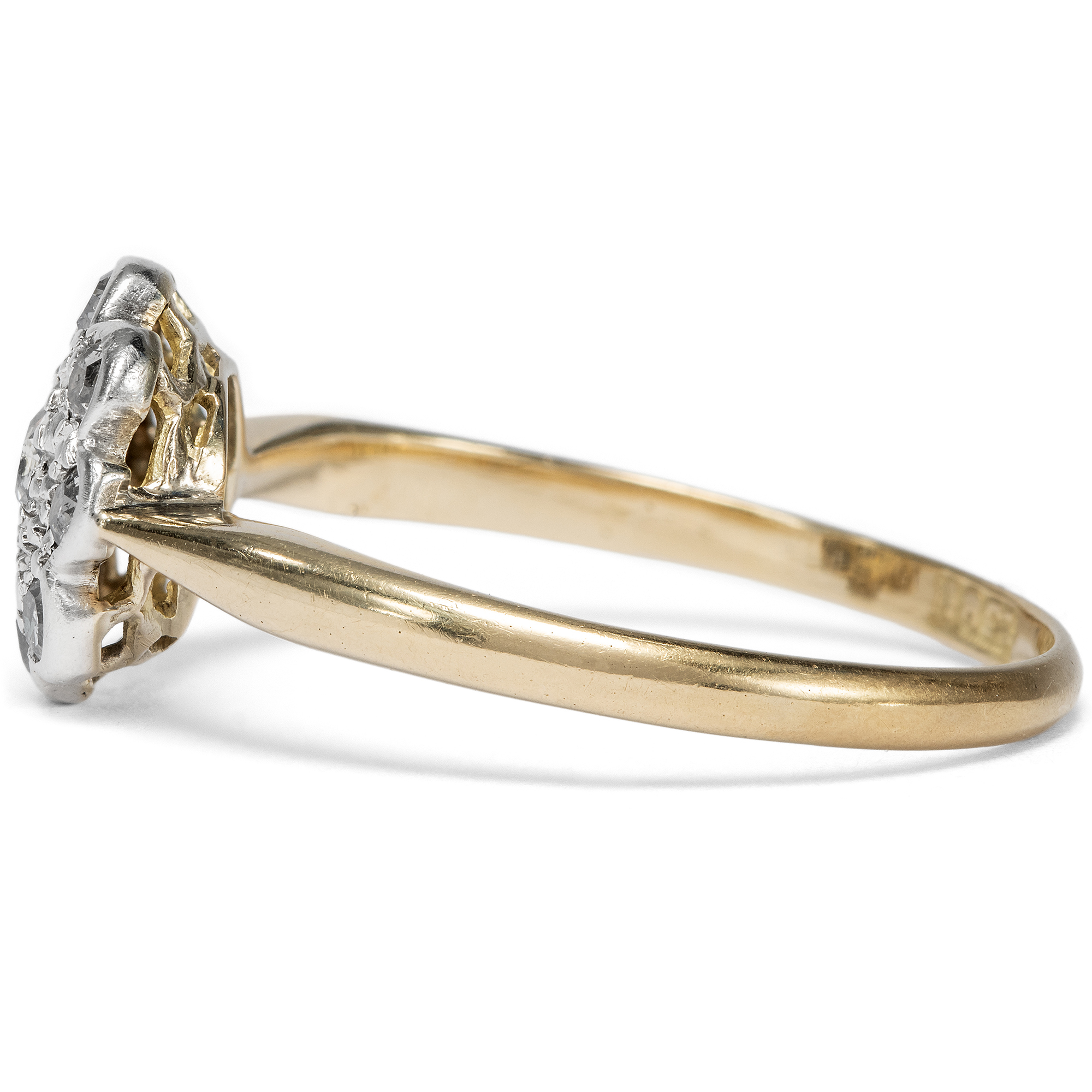 Antiker Ring mit Diamanten in Gold & Silber, Großbritannien um 1900 Antiker Ring mit Diamanten in Gold & Silber, Großbritannien um 1900