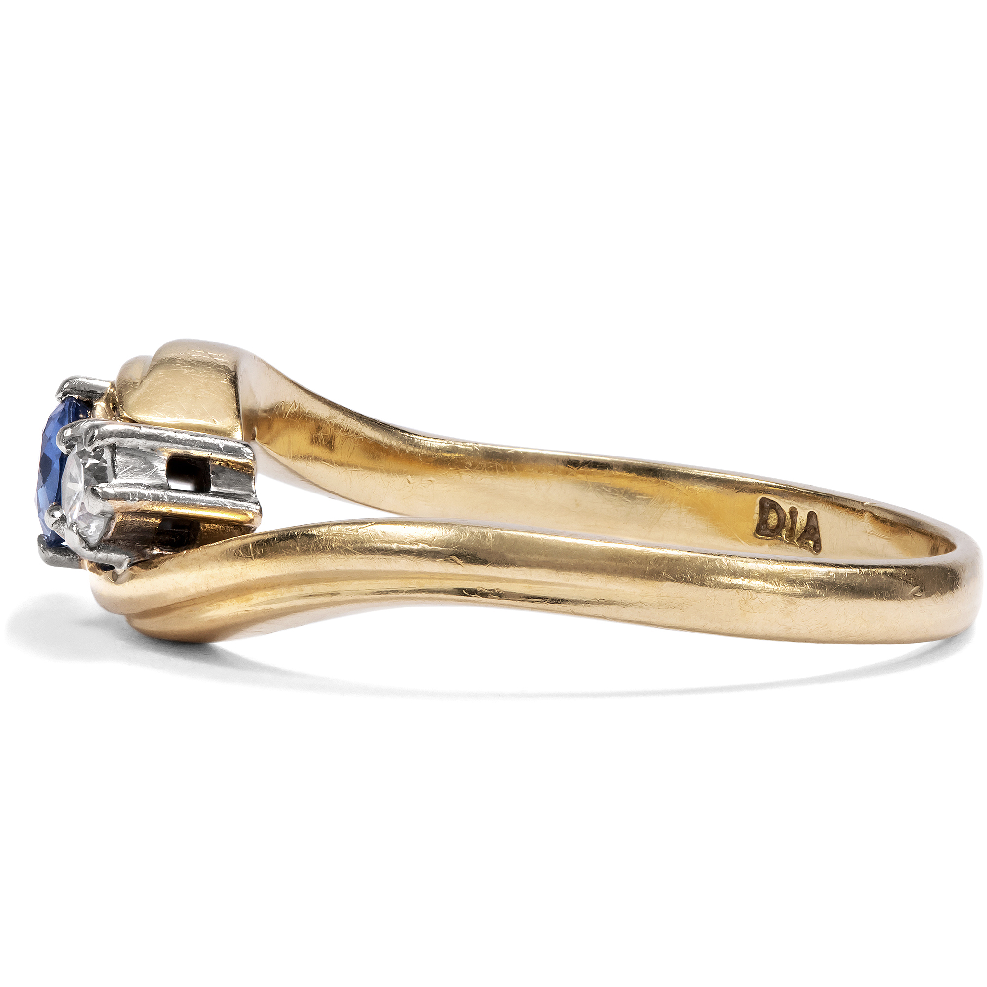 Vintage Ring in historischer Form mit Saphir & Diamanten in Gold, London 1993 Vintage Ring in historischer Form mit Saphir & Diamanten in Gold, London 1993
