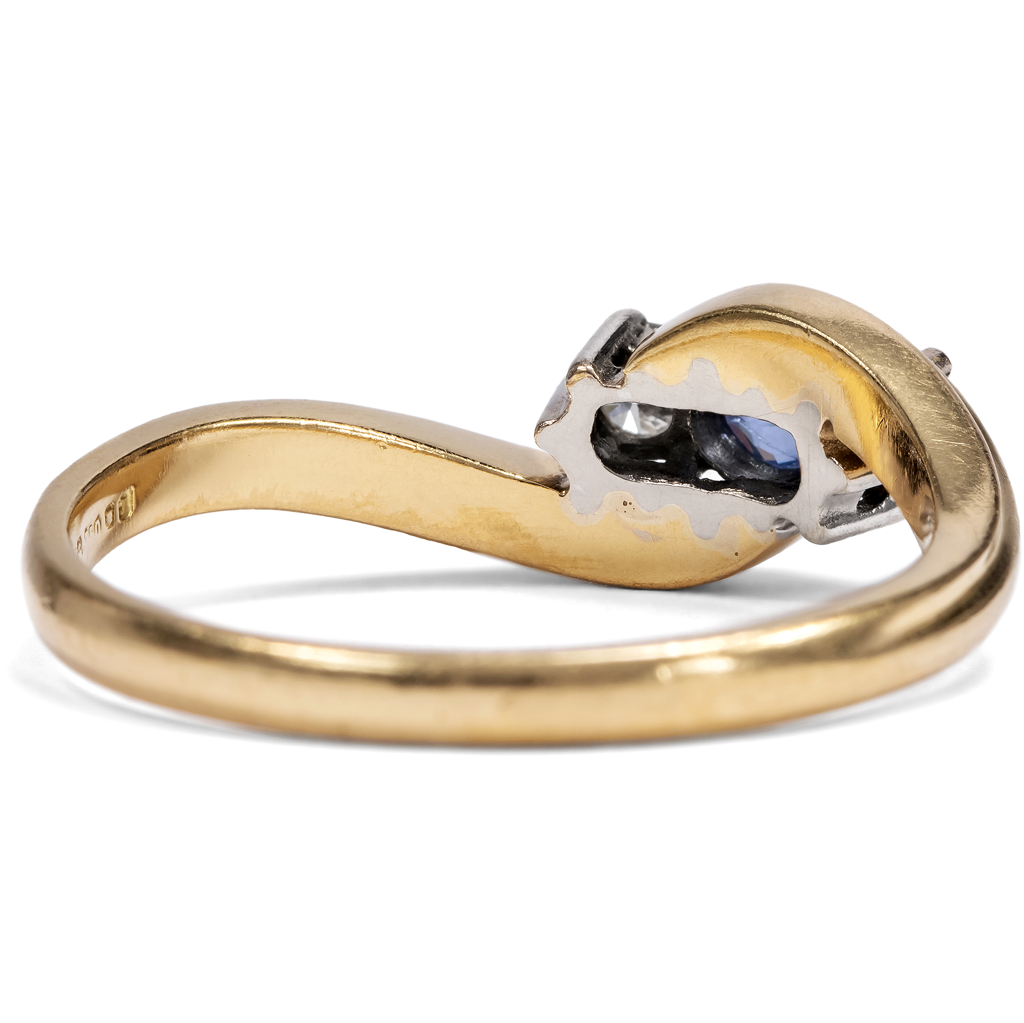 Vintage Ring in historischer Form mit Saphir & Diamanten in Gold, London 1993 Vintage Ring in historischer Form mit Saphir & Diamanten in Gold, London 1993
