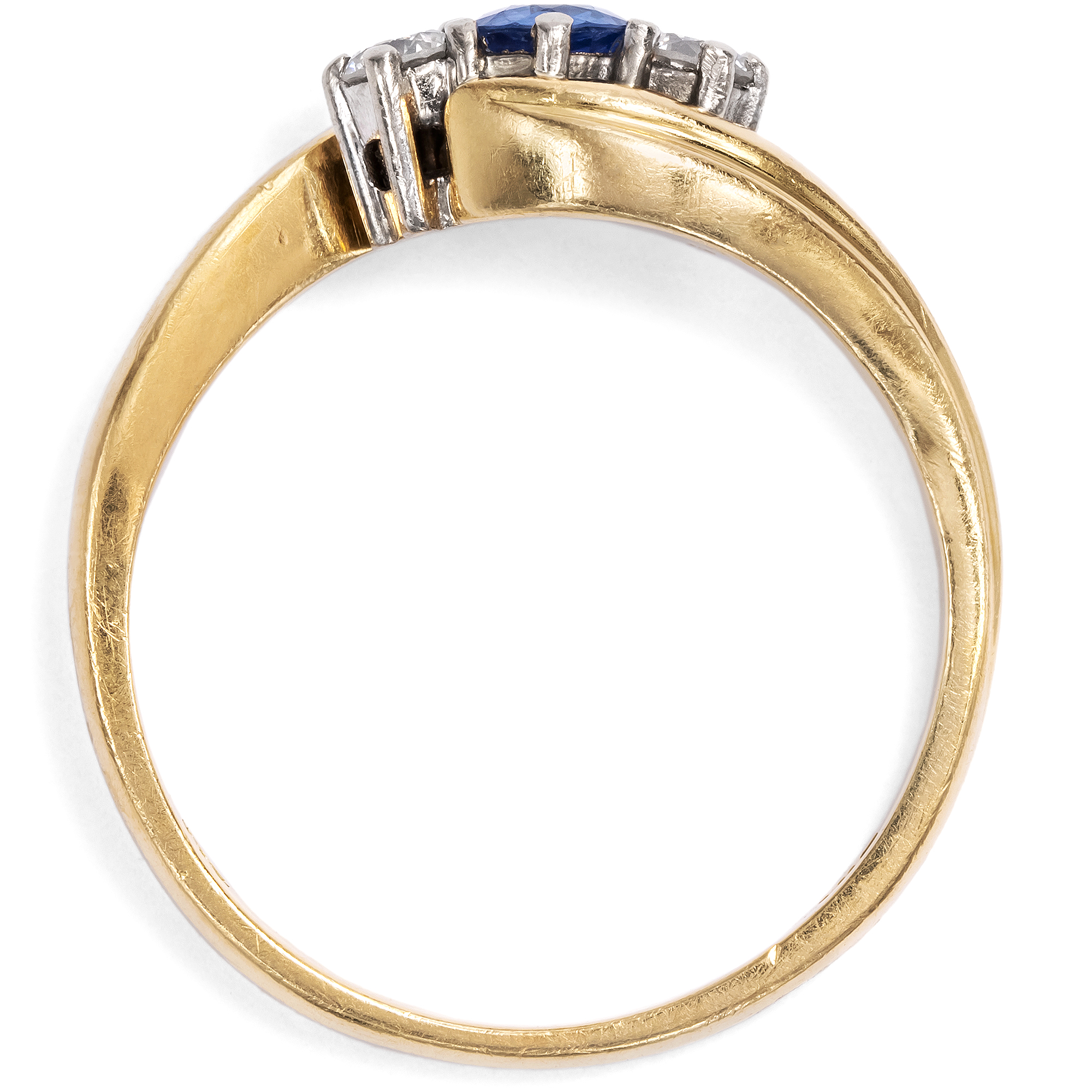 Vintage Ring in historischer Form mit Saphir & Diamanten in Gold, London 1993 Vintage Ring in historischer Form mit Saphir & Diamanten in Gold, London 1993