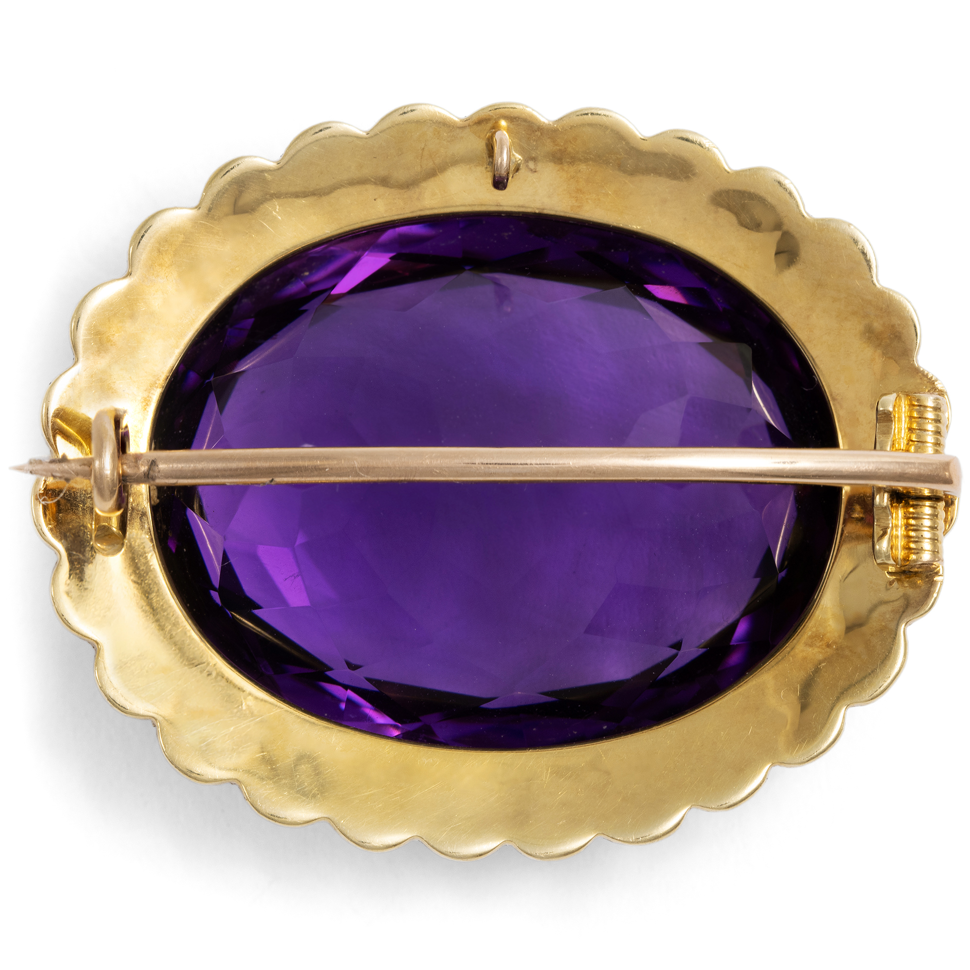 Antike Brosche mit Amethyst & Perlen in Gold, Großbritannien um 1885 Antike Brosche mit Amethyst & Perlen in Gold, Großbritannien um 1885