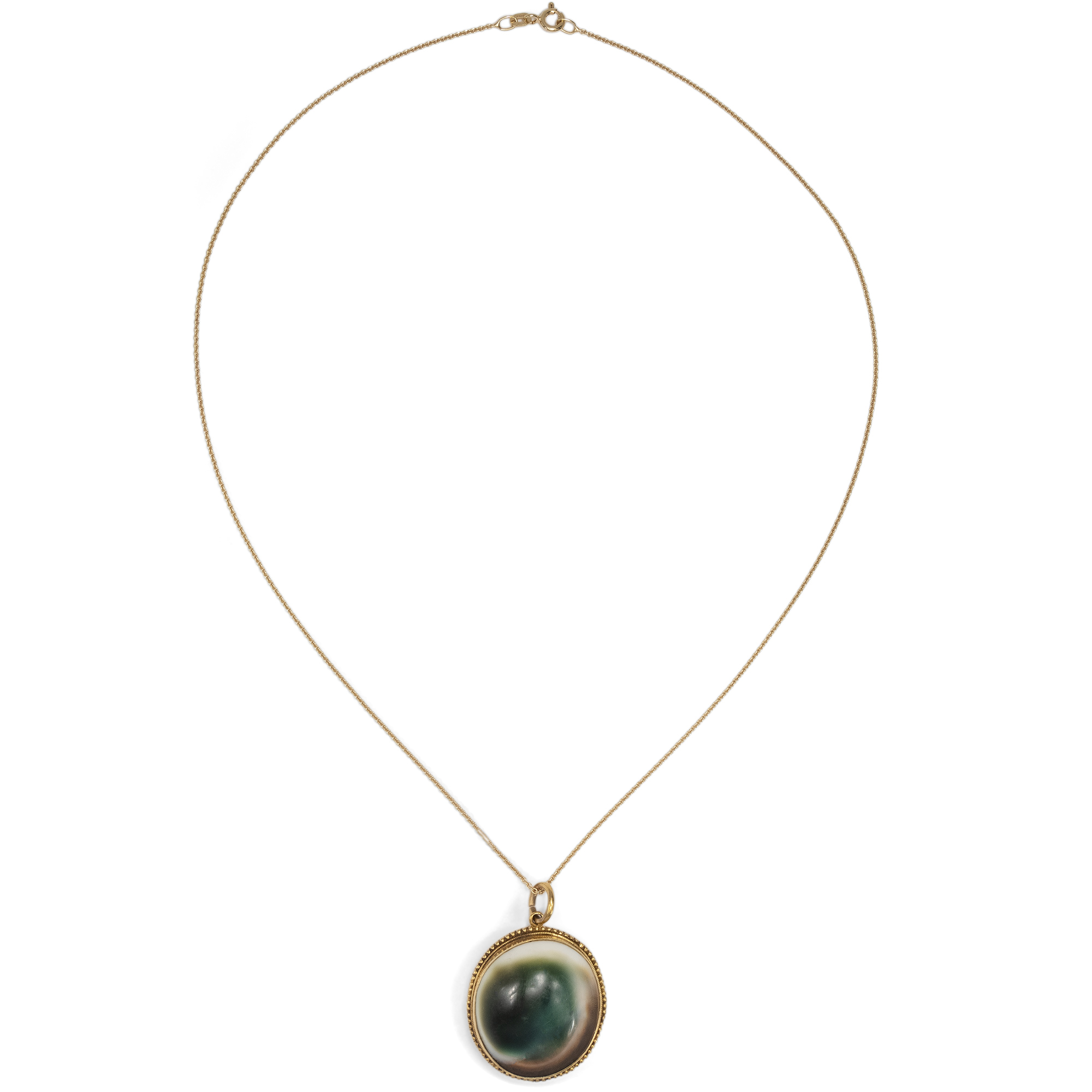 Viktorianisches Medaillon mit „Operculum“ in Gold, um 1880 Viktorianisches Medaillon mit „Operculum“ in Gold, um 1880