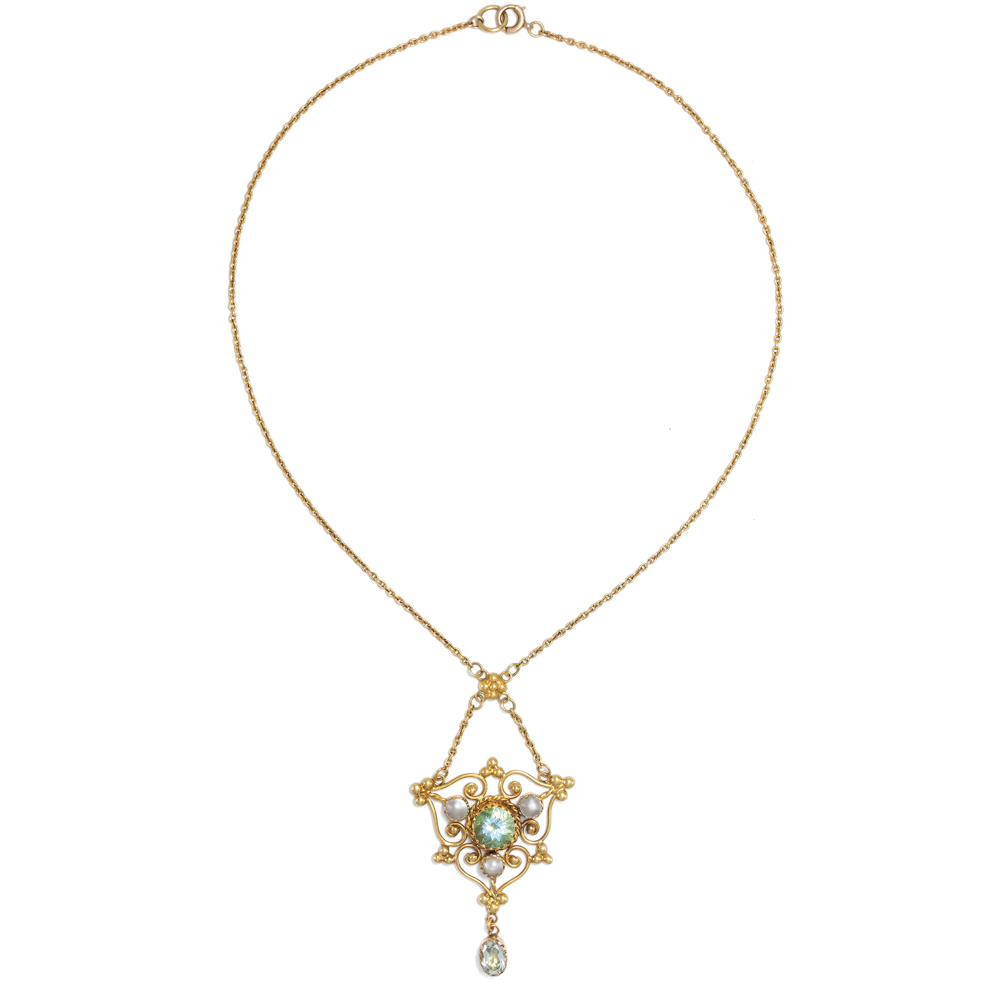 Antikes Collier mit Aquamarinen in Gold, Großbritannien um 1905 & später Antikes Collier mit Aquamarinen in Gold, Großbritannien um 1905 & später