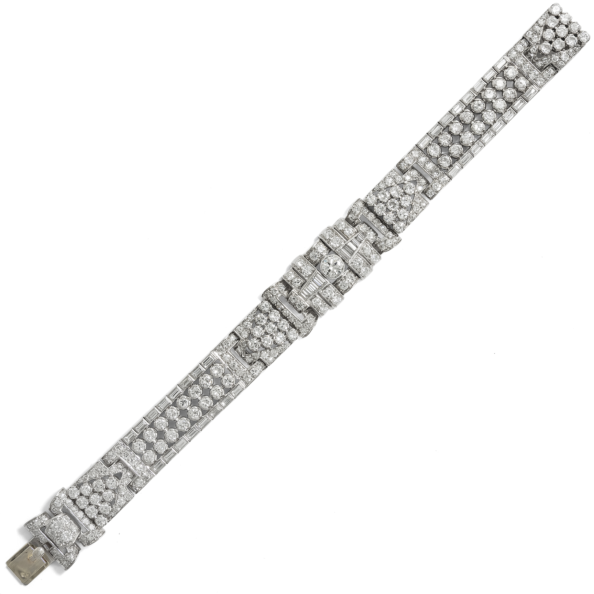 Prachtvolles Armband im „Retro Style“ mit Diamanten in Platin aus Paris, um 1950 Prachtvolles Armband im „Retro Style“ mit Diamanten in Platin aus Paris, um 1950