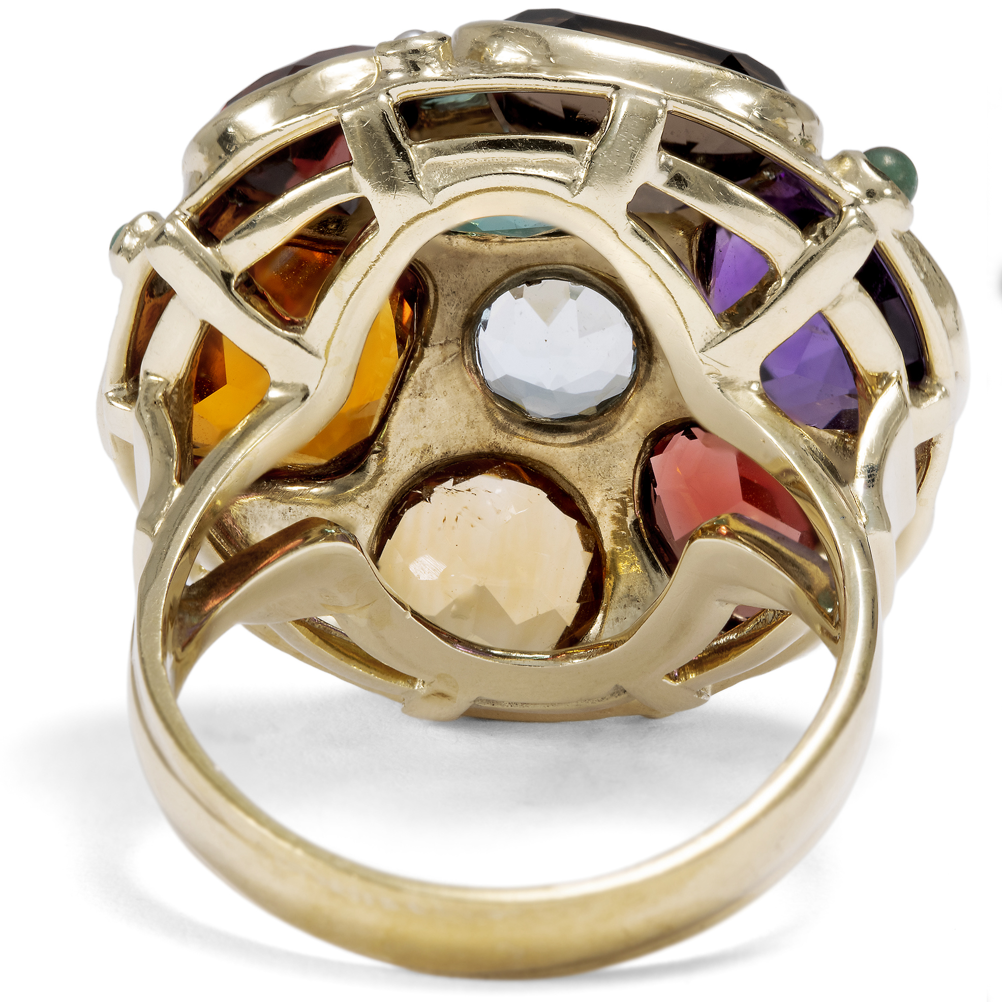 Farbenfroher vintage Ring mit Farbedelsteinen & in Gold, um 1970 Farbenfroher vintage Ring mit Farbedelsteinen & in Gold, um 1970