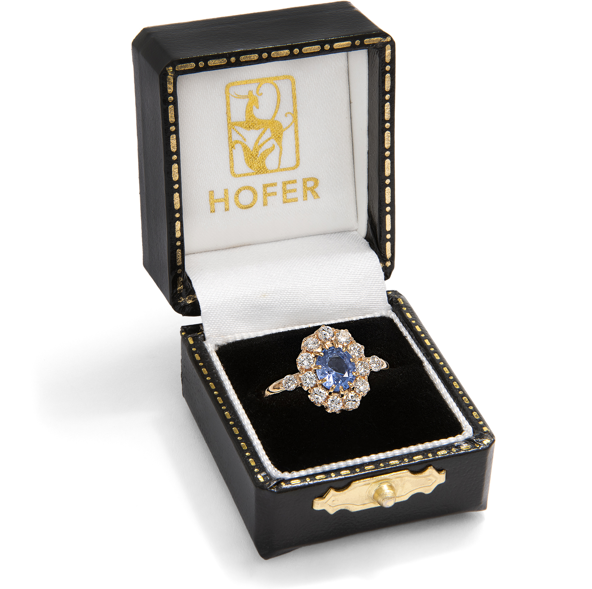 Eleganter Ring mit Ceylon-Saphir & Brillanten in Roségold, aus unserer Werkstatt Eleganter Ring mit Ceylon-Saphir & Brillanten in Roségold, aus unserer Werkstatt