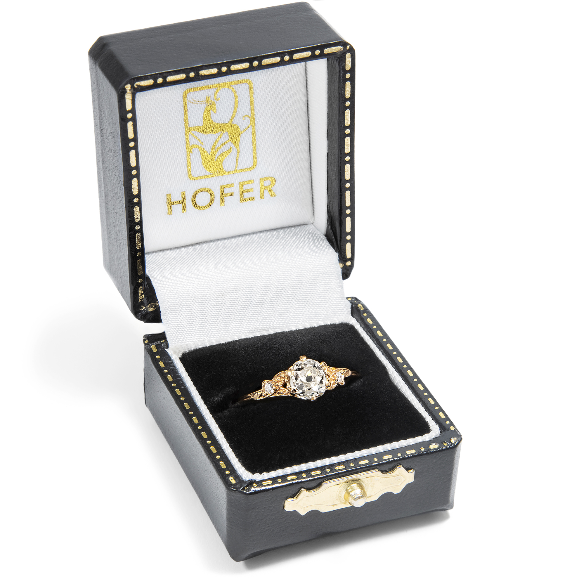 Zarter Ring mit 0,93 ct „Old Mine Cut“-Diamant in Roségold, aus unserer Werkstatt Zarter Ring mit 0,93 ct „Old Mine Cut“-Diamant in Roségold, aus unserer Werkstatt