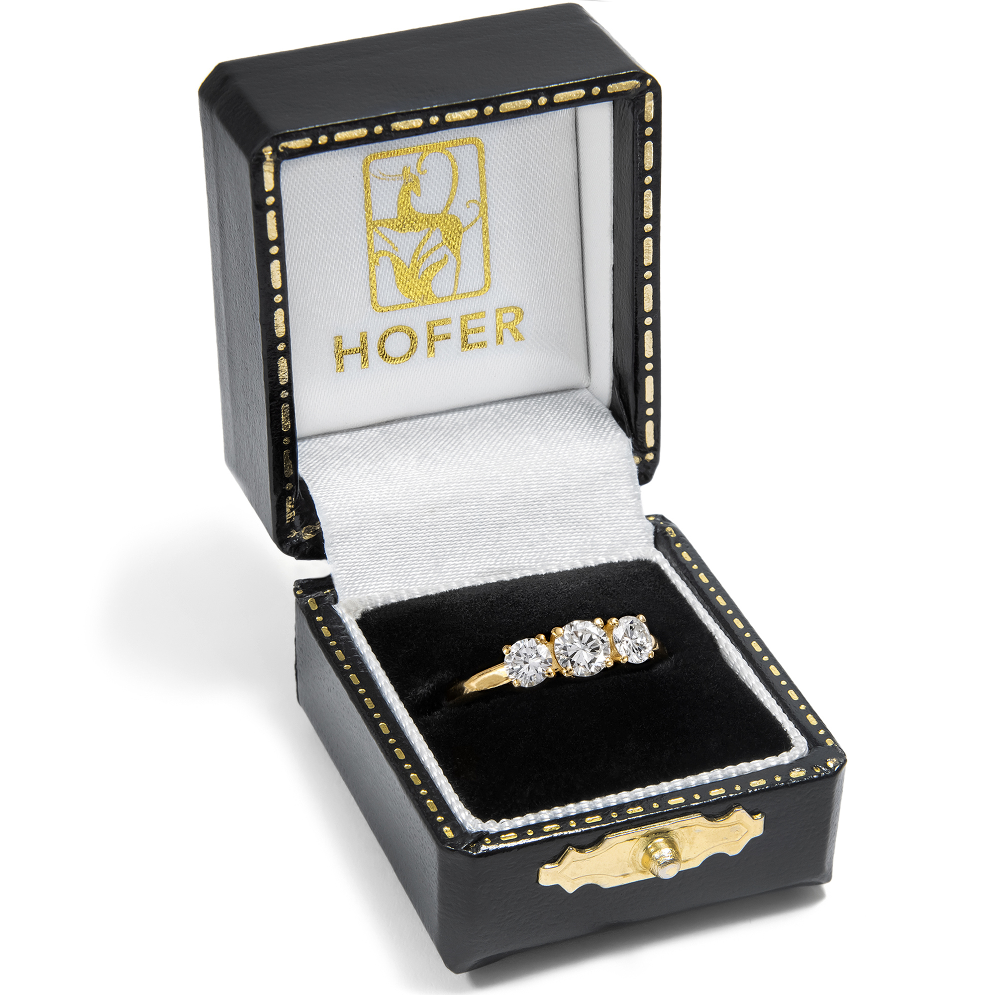 Funkelnder „Trilogie“-Ring mit 0,81 ct vintage Brillanten in Gelbgold, aus unserer Werkstatt Funkelnder „Trilogie“-Ring mit 0,81 ct vintage Brillanten in Gelbgold, aus unserer Werkstatt