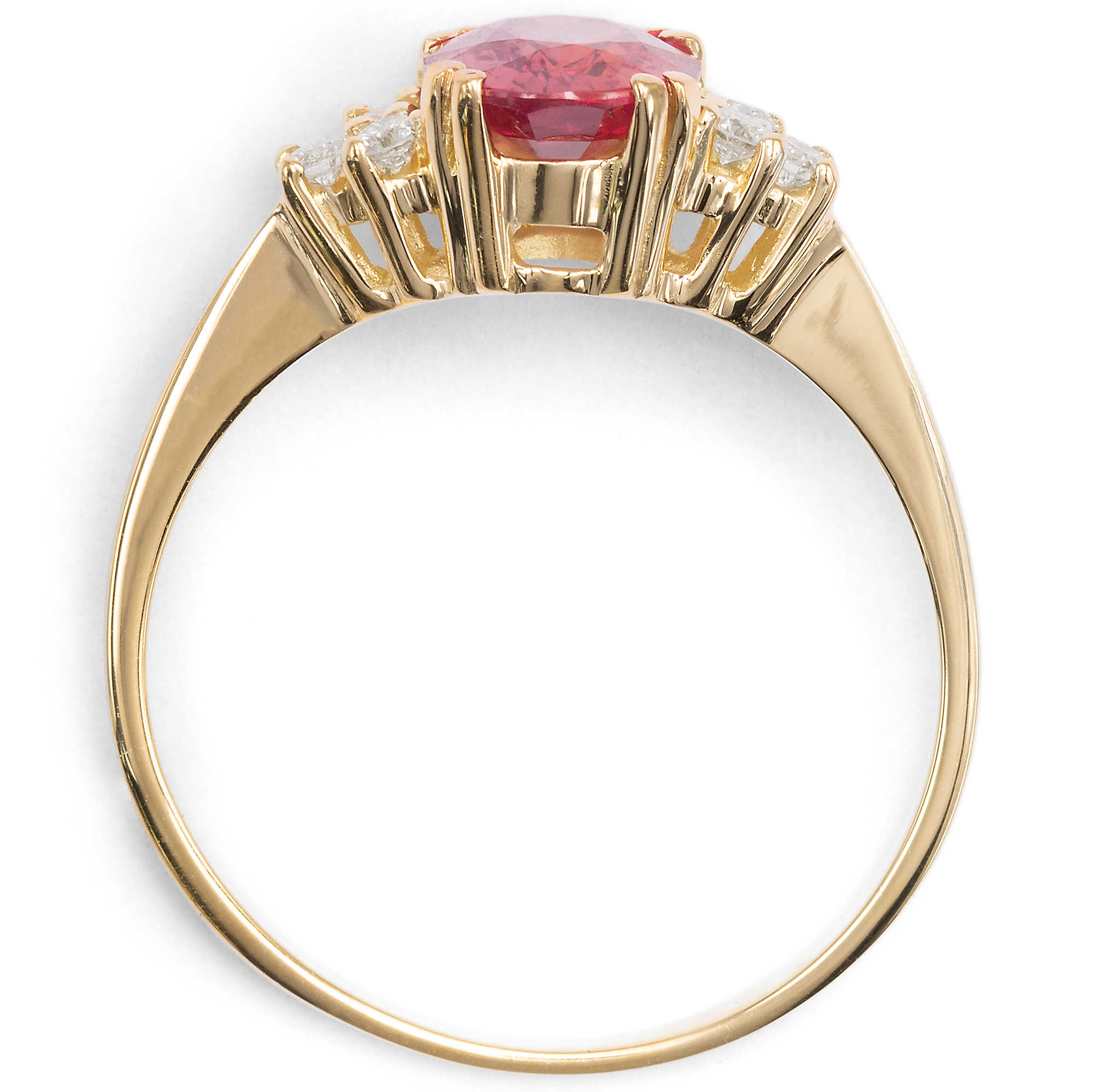 Zarter Ring mit Saphir in Pink-Orange und Diamanten in Gold, aus unserer Werkstatt Zarter Ring mit Saphir in Pink-Orange und Diamanten in Gold, aus unserer Werkstatt