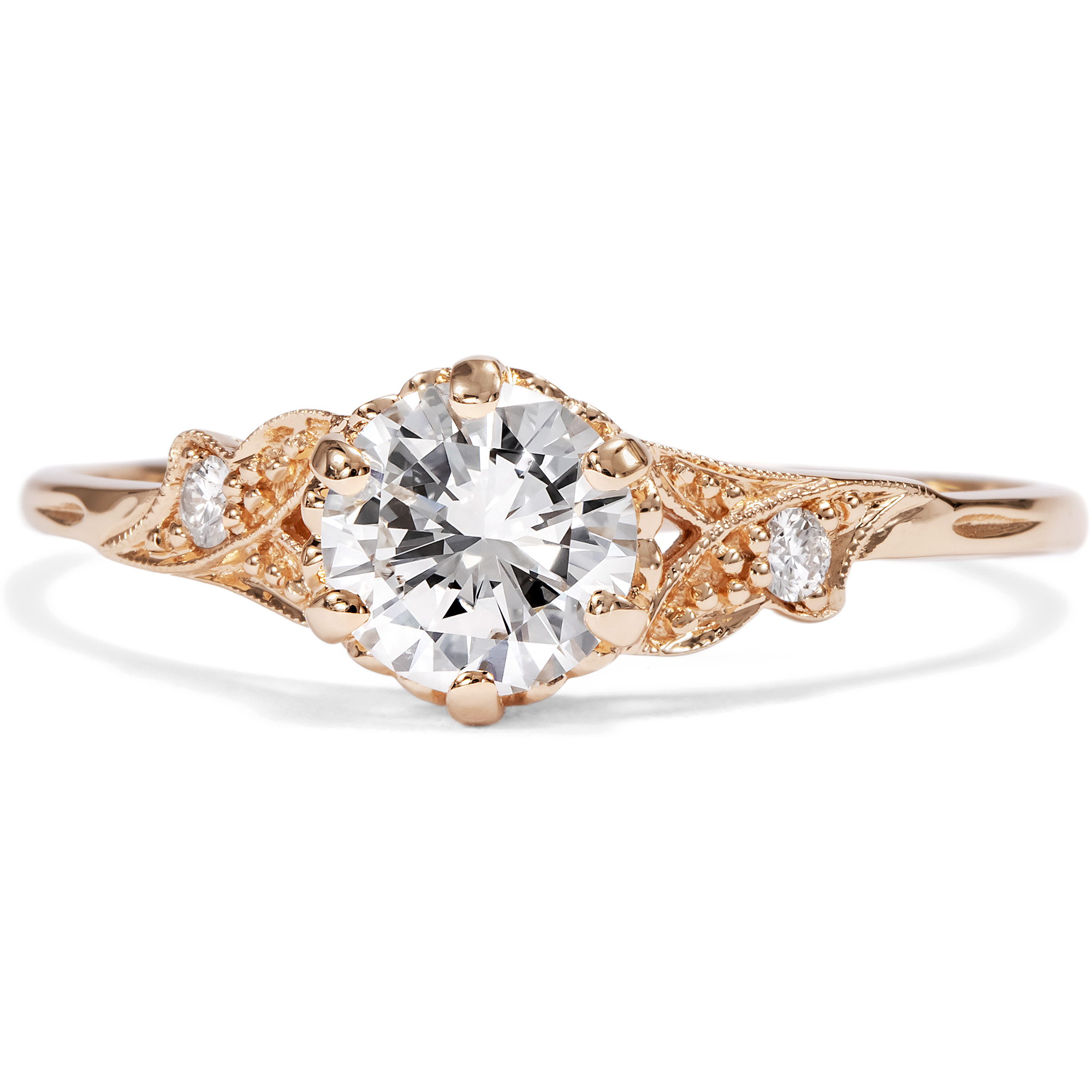 Zarter Ring mit vintage 0,58 ct Brillant in Roségold, aus unserer Werkstatt Zarter Ring mit vintage 0,58 ct Brillant in Roségold, aus unserer Werkstatt