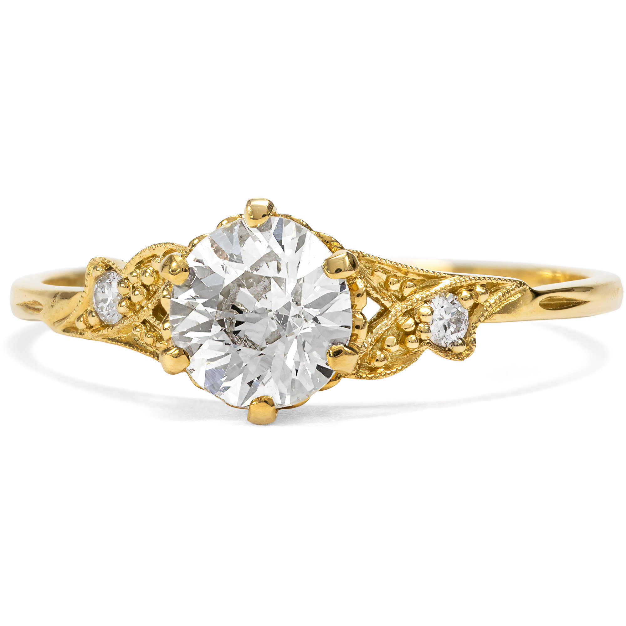 Delicate Ring with a 0.64 ct Old European Cut Diamond in Yellow Gold, From Our Workshop Delicate Ring with a 0.64 ct Old European Cut Diamond in Yellow Gold, From Our Workshop