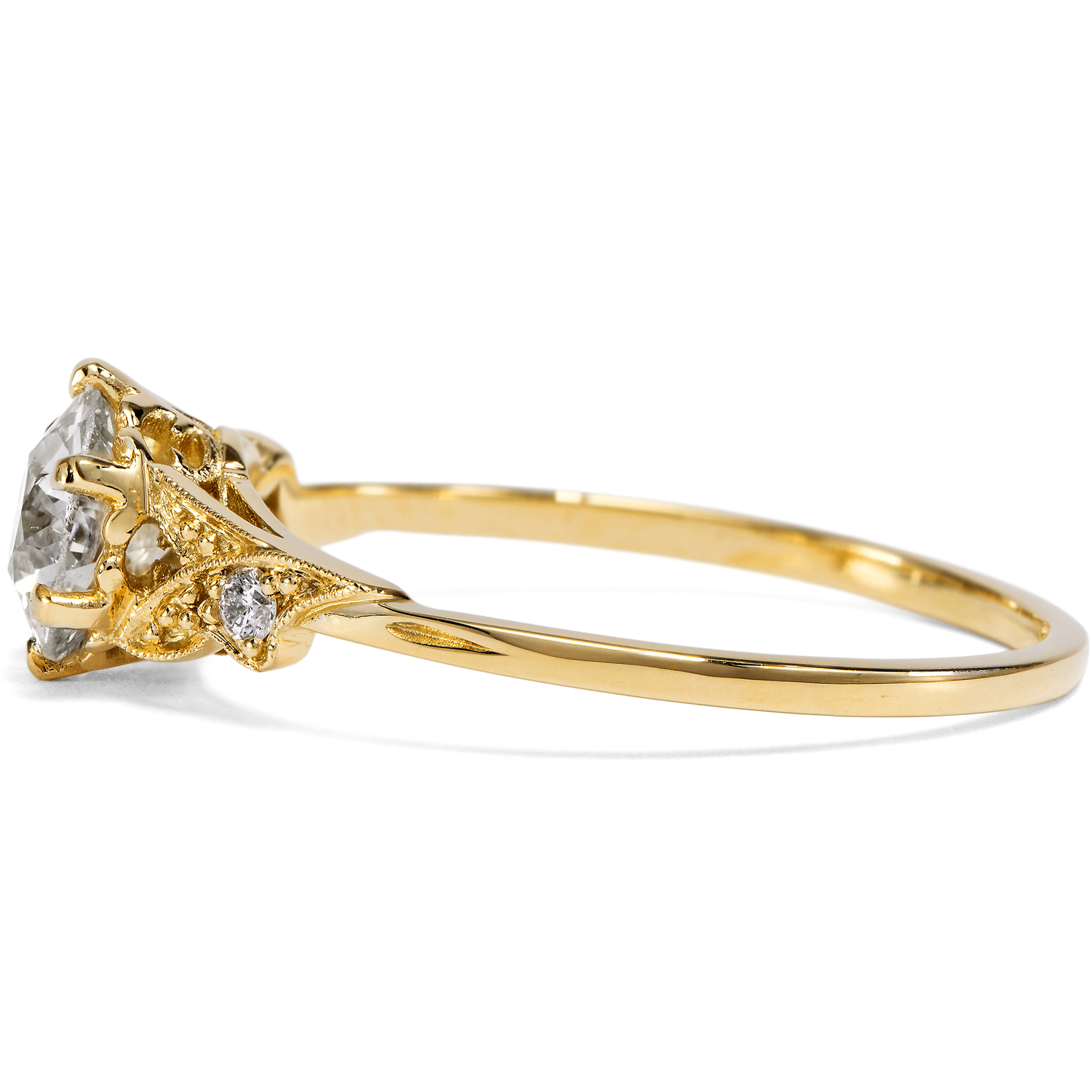 Delicate Ring with a 0.64 ct Old European Cut Diamond in Yellow Gold, From Our Workshop Delicate Ring with a 0.64 ct Old European Cut Diamond in Yellow Gold, From Our Workshop