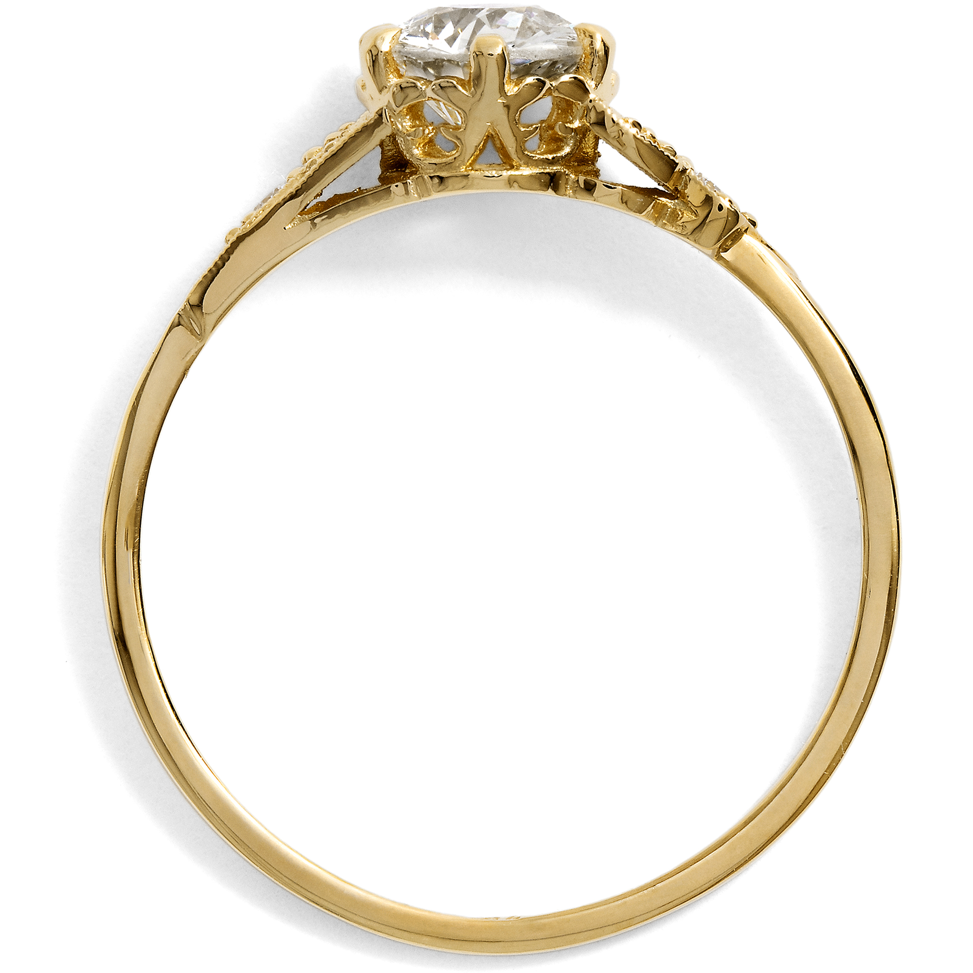 Delicate Ring with a 0.64 ct Old European Cut Diamond in Yellow Gold, From Our Workshop Delicate Ring with a 0.64 ct Old European Cut Diamond in Yellow Gold, From Our Workshop