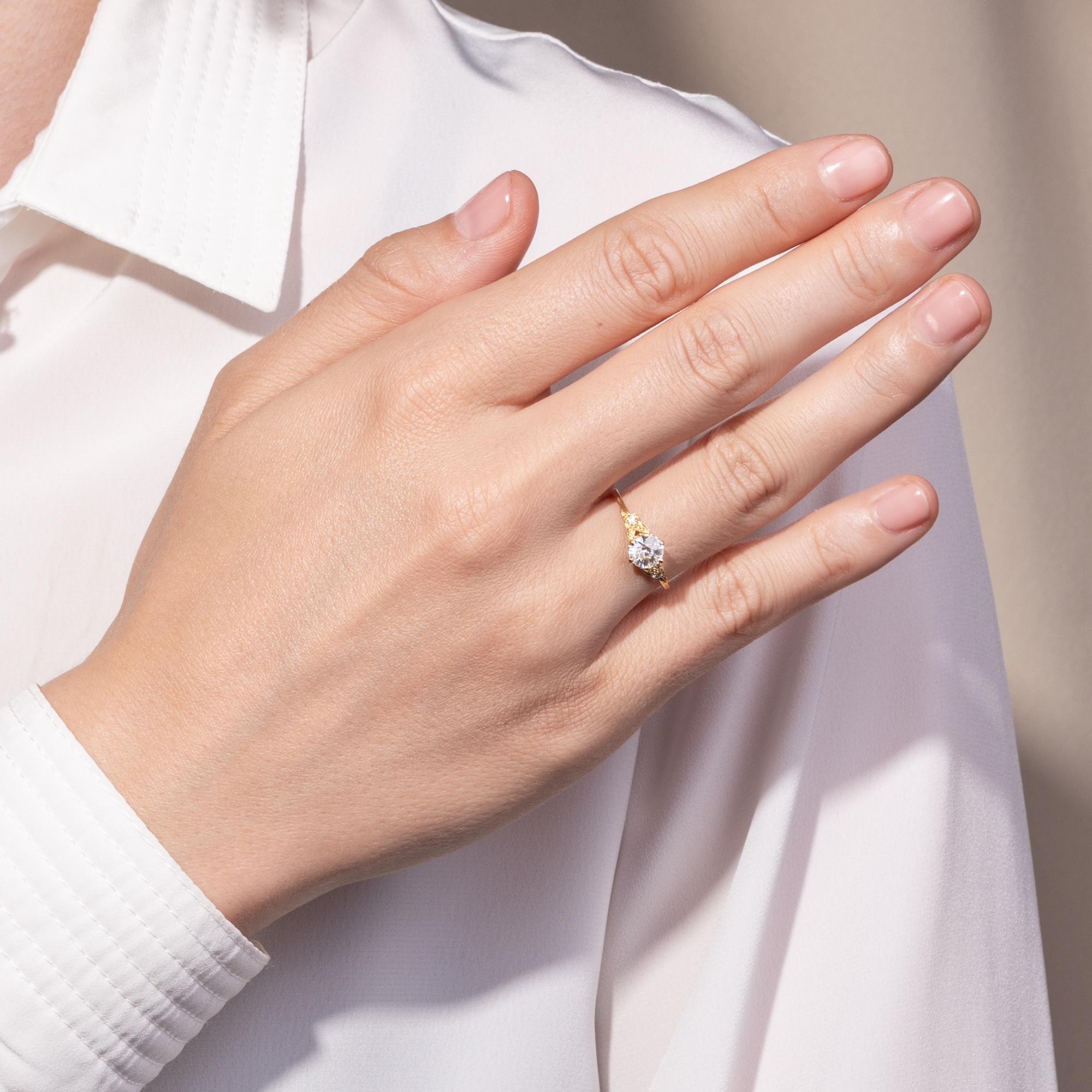 Delicate Ring with a 0.64 ct Old European Cut Diamond in Yellow Gold, From Our Workshop Delicate Ring with a 0.64 ct Old European Cut Diamond in Yellow Gold, From Our Workshop