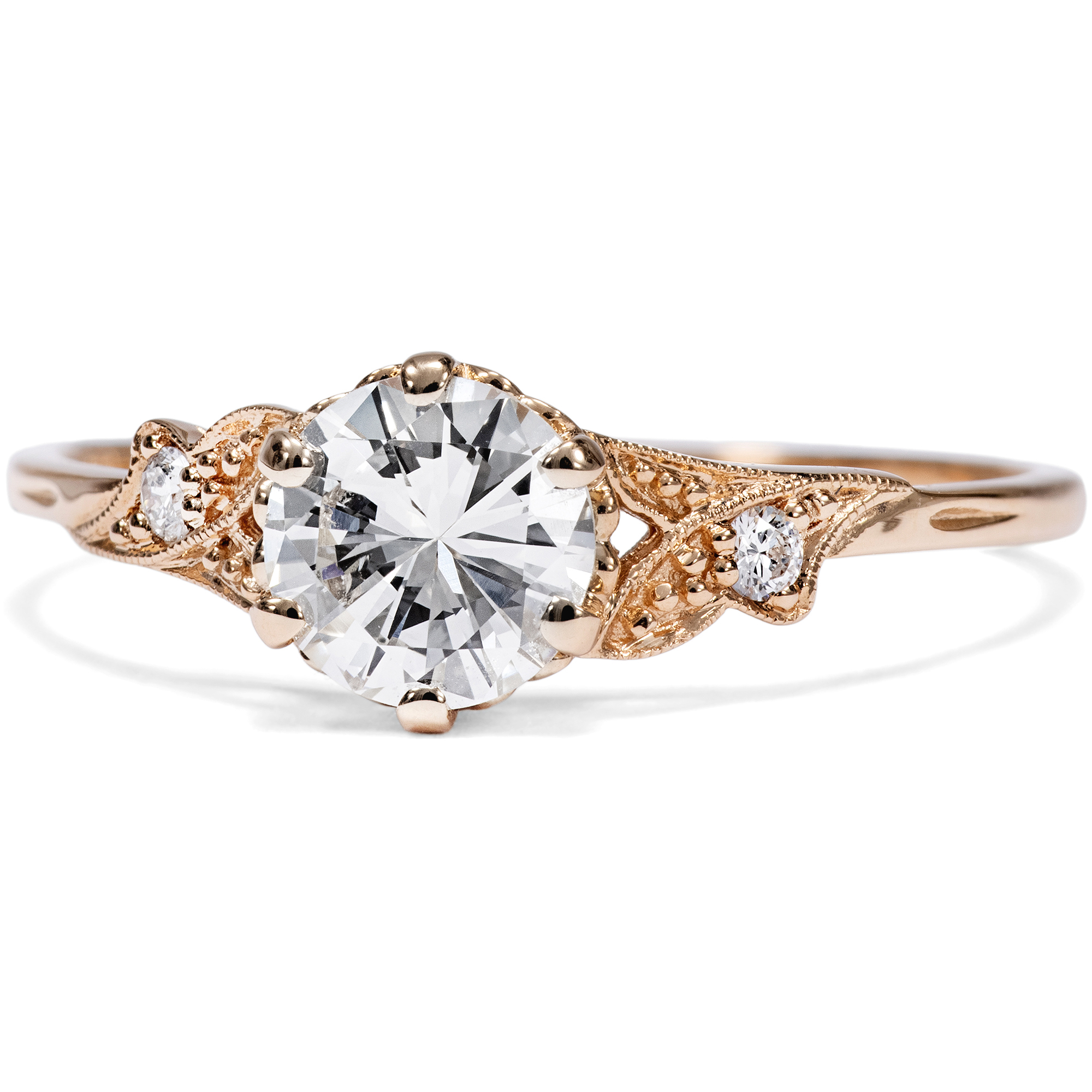 Zarter Ring mit vintage 0,60 ct Brillant in Roségold, aus unserer Werkstatt Zarter Ring mit vintage 0,60 ct Brillant in Roségold, aus unserer Werkstatt