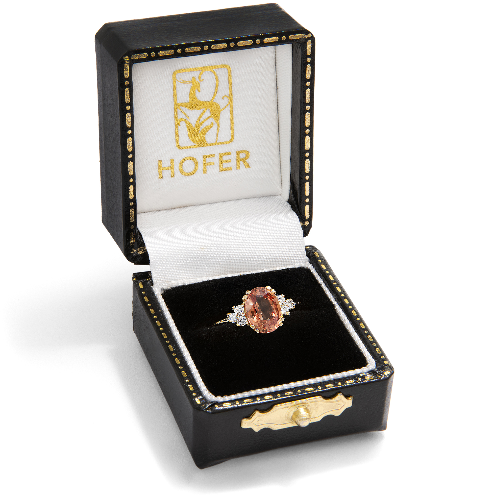 Zarter Ring mit padparadschafarbenem Saphir & Diamanten, aus unserer Werkstatt Zarter Ring mit padparadschafarbenem Saphir & Diamanten, aus unserer Werkstatt
