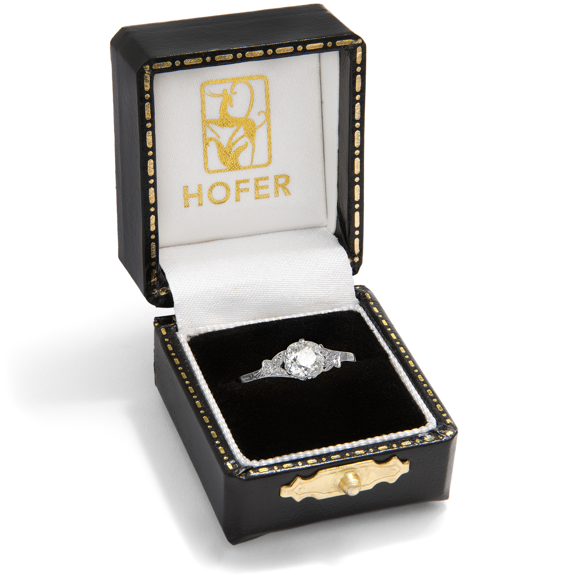 Zarter Ring mit 0,91 ct „Old Mine Cut“-Diamant in Platin, aus unserer Werkstatt Zarter Ring mit 0,91 ct „Old Mine Cut“-Diamant in Platin, aus unserer Werkstatt