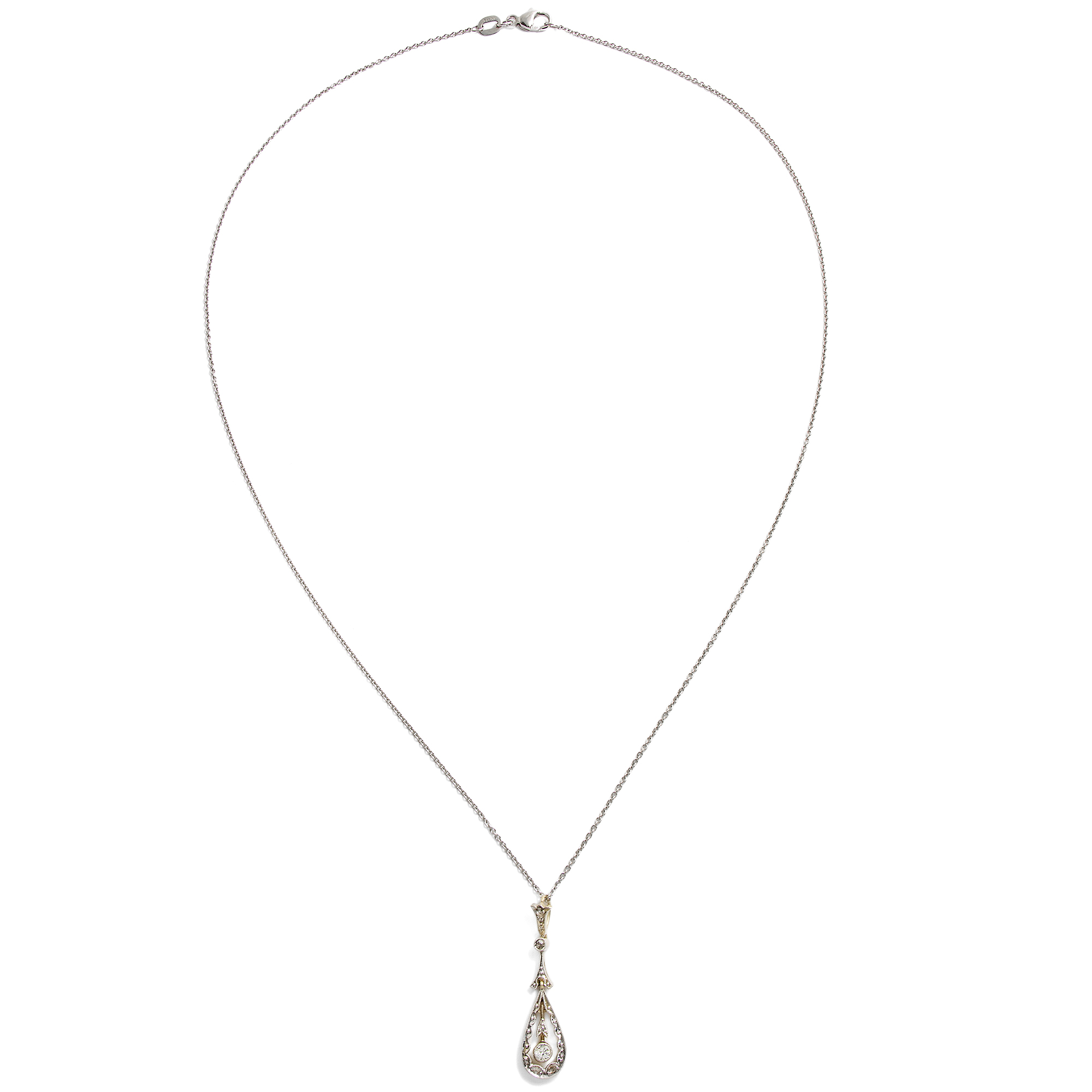Antiker Anhänger des Art Déco mit Diamanten in Platin auf Gold, um 1930 Antiker Anhänger des Art Déco mit Diamanten in Platin auf Gold, um 1930
