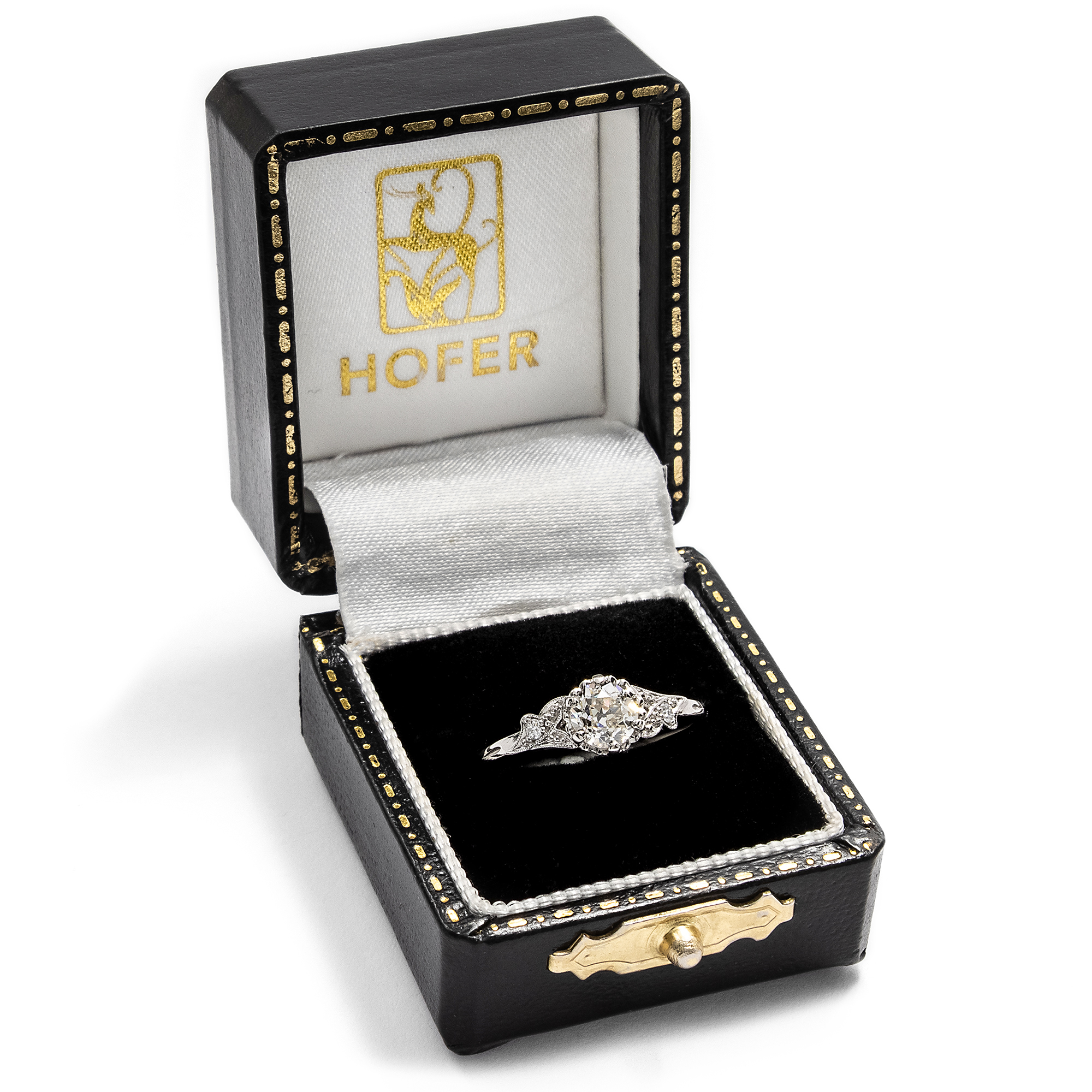 Zarter Ring mit 0,56 ct „Old European Cut“-Diamant in Platin, aus unserer Werkstatt Zarter Ring mit 0,56 ct „Old European Cut“-Diamant in Platin, aus unserer Werkstatt