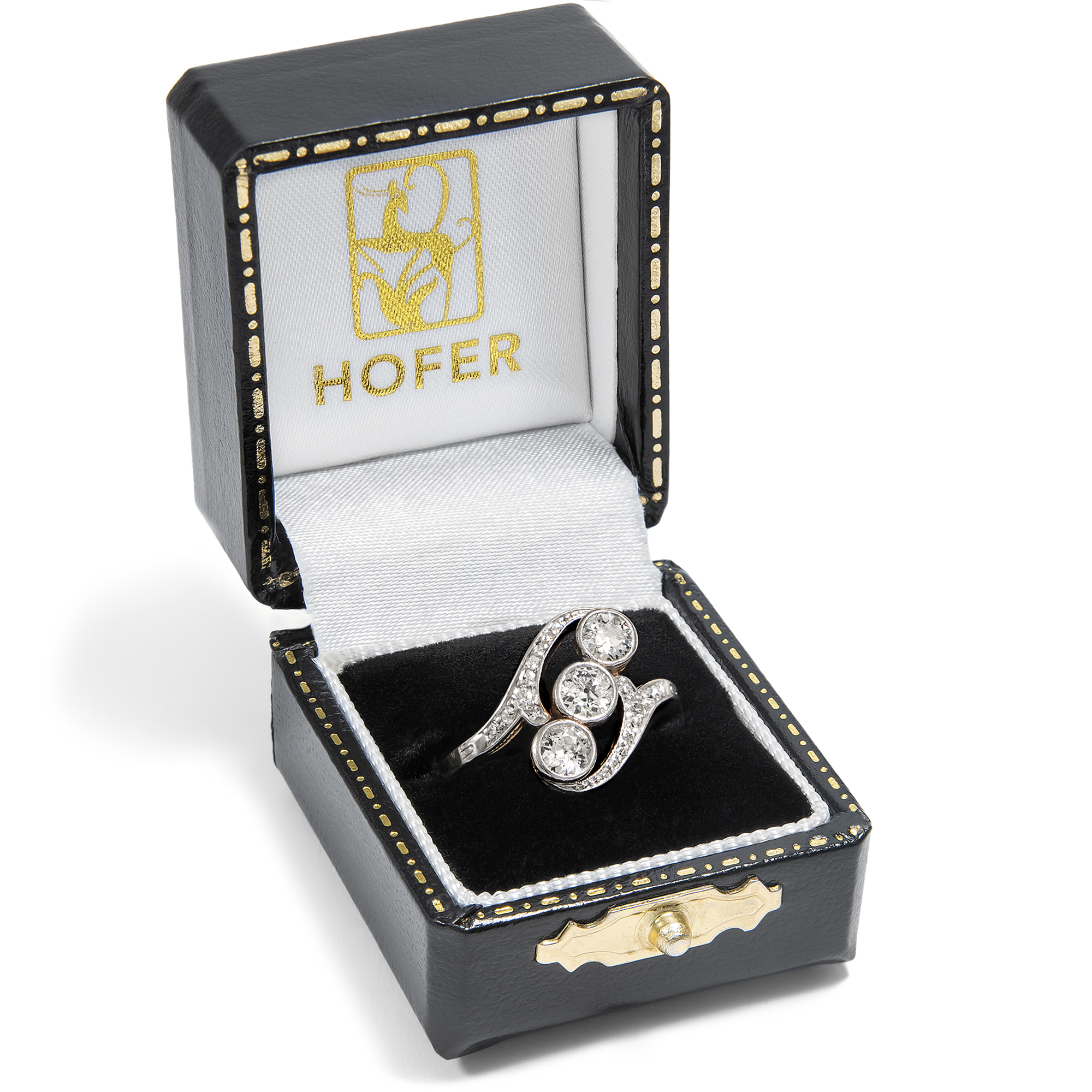 Antiker Trilogie-Ring mit Diamanten in Gold & Platin, um 1905 Antiker Trilogie-Ring mit Diamanten in Gold & Platin, um 1905
