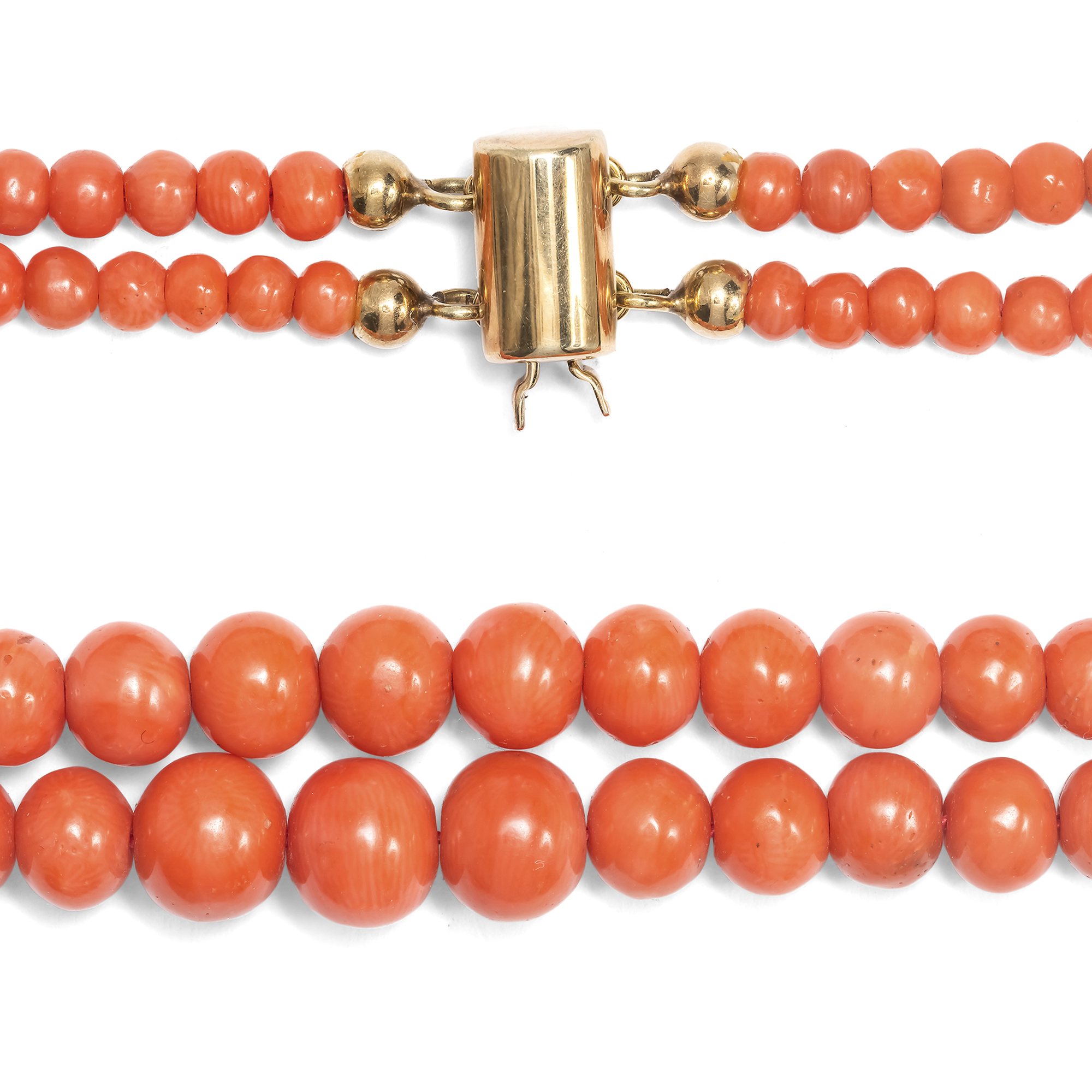 Antikes Collier aus „Corallo Sciacca“ in zwei Reihen, Italien um 1900 Antikes Collier aus „Corallo Sciacca“ in zwei Reihen, Italien um 1900