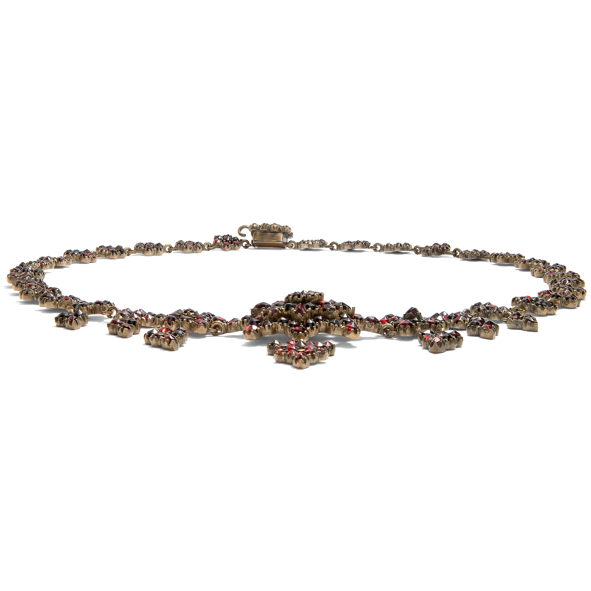 Antikes Collier mit Sternen & Blüten aus böhmischen Granaten, um 1890 Antikes Collier mit Sternen & Blüten aus böhmischen Granaten, um 1890