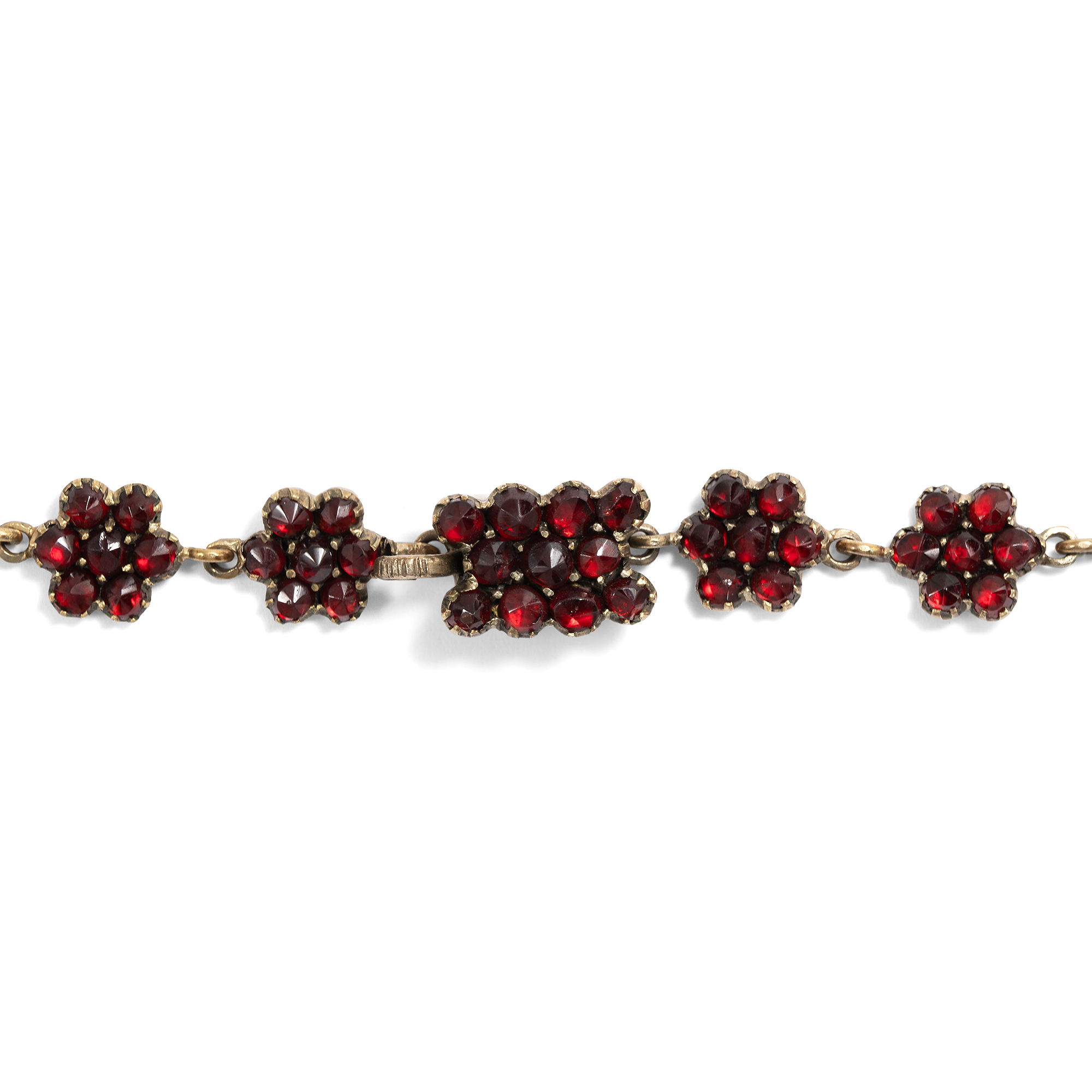 Antikes Collier mit Sternen & Blüten aus böhmischen Granaten, um 1890 Antikes Collier mit Sternen & Blüten aus böhmischen Granaten, um 1890