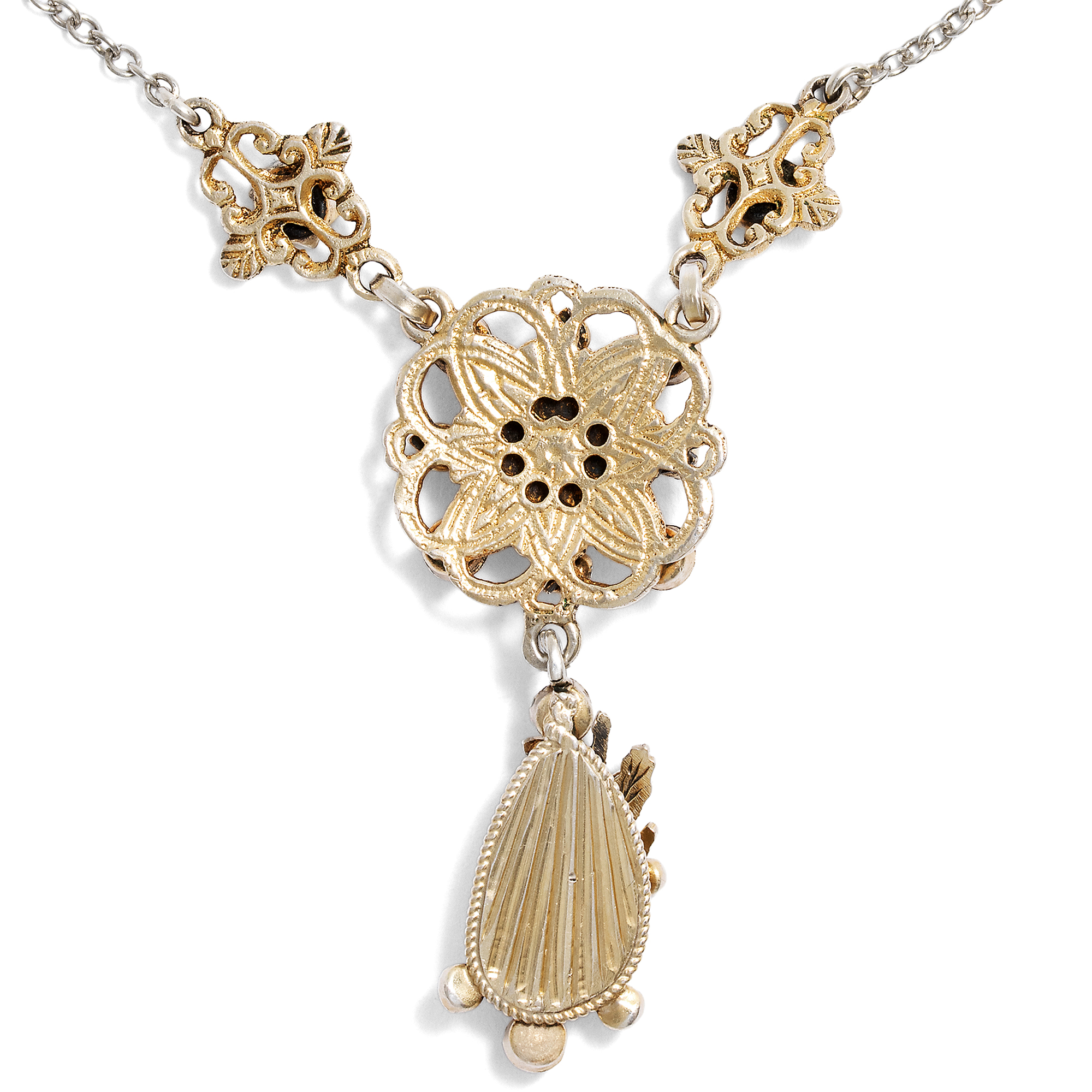 Antikes Collier mit Smaragden, Granaten & Perlen, Österreich-Ungarn, um 1890 Antikes Collier mit Smaragden, Granaten & Perlen, Österreich-Ungarn, um 1890