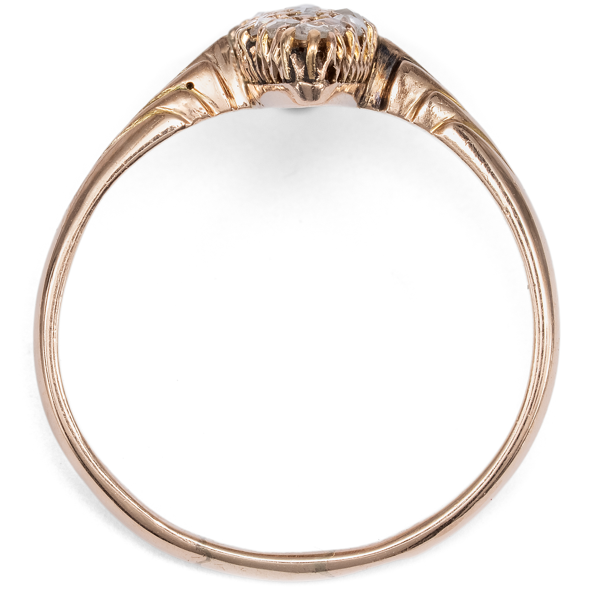 Antiker Marquise-Ring mit Diamantrosen in Gold, Russland um 1900 Antiker Marquise-Ring mit Diamantrosen in Gold, Russland um 1900
