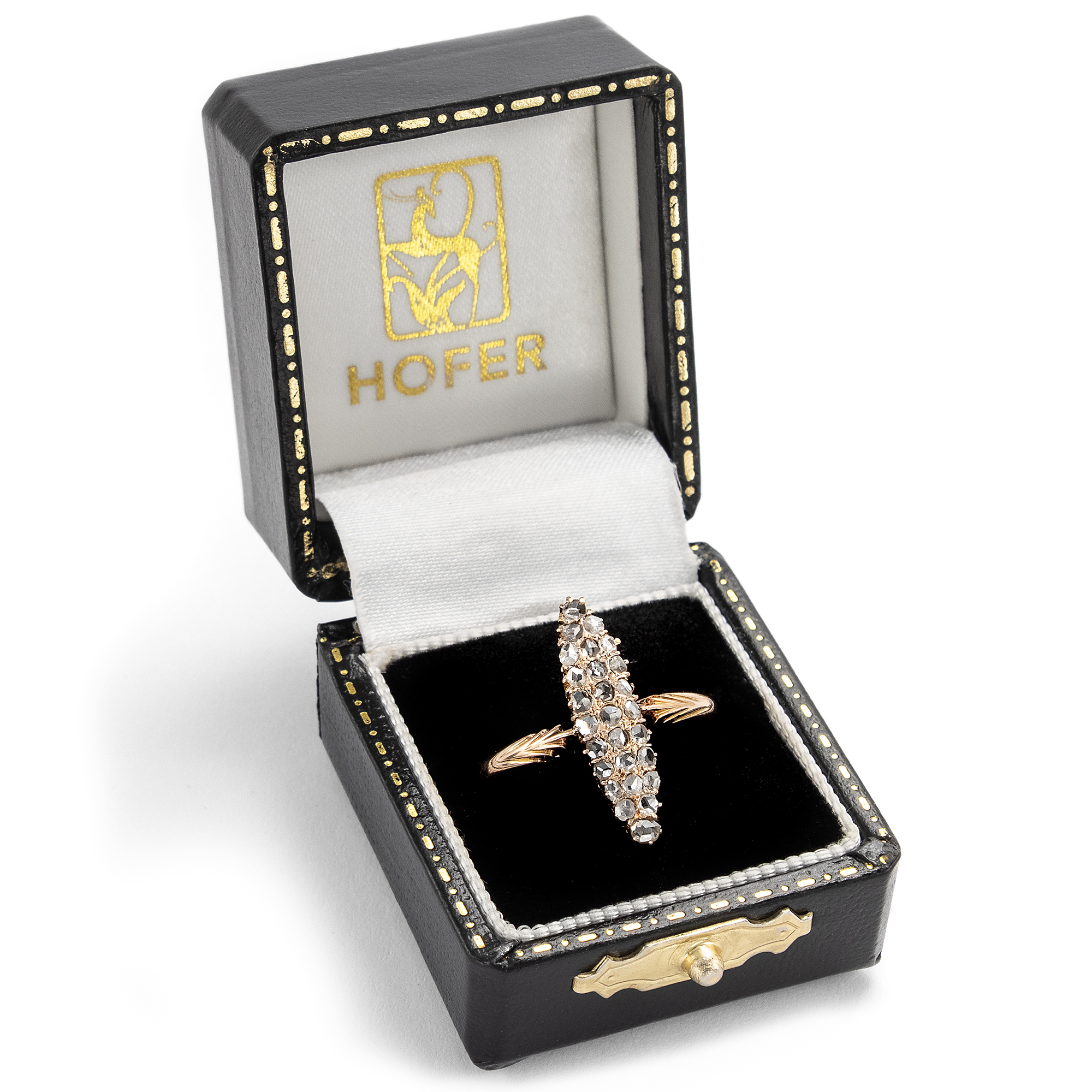Antiker Marquise-Ring mit Diamantrosen in Gold, Russland um 1900 Antiker Marquise-Ring mit Diamantrosen in Gold, Russland um 1900